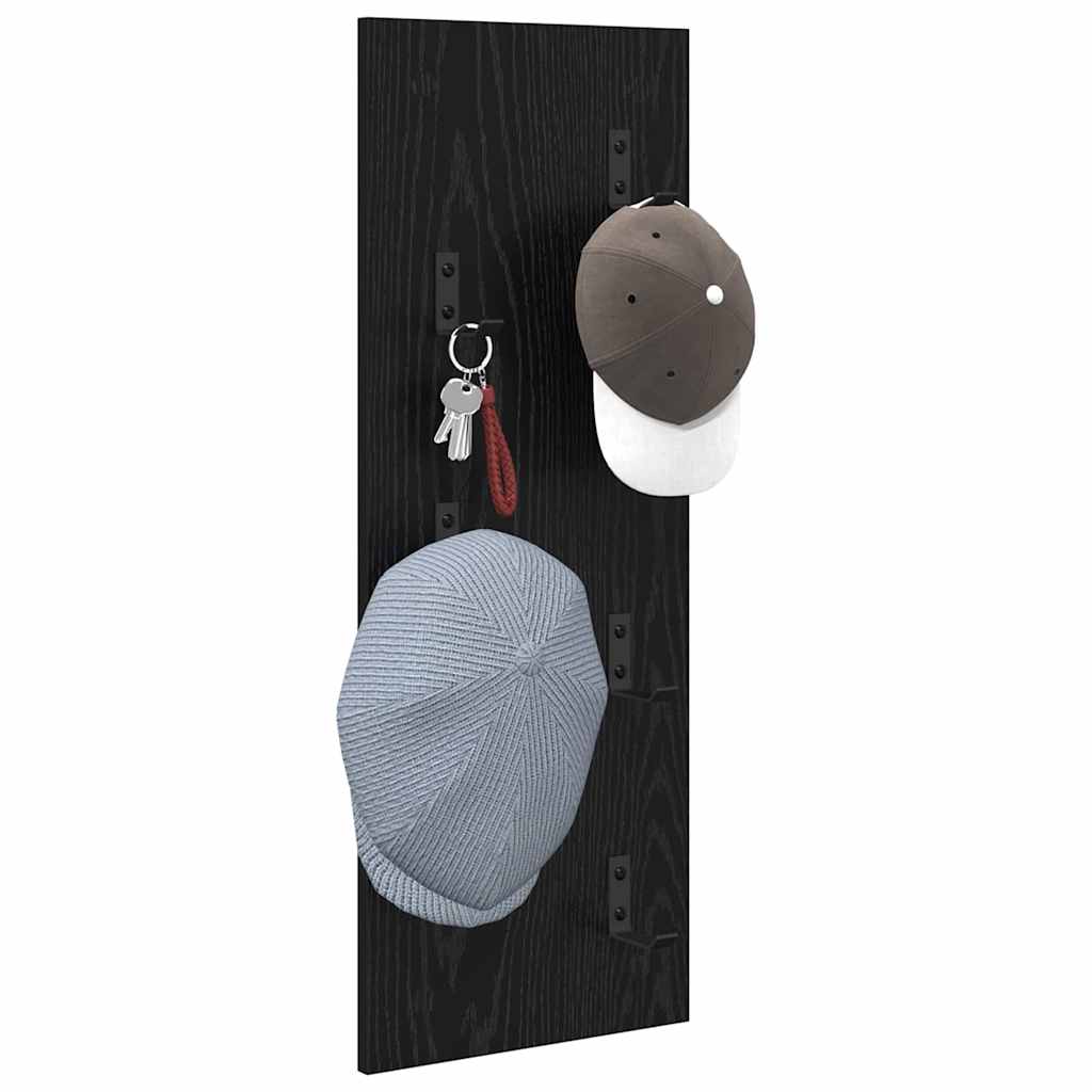 Wandgemonteerde kapstok met opslag Zwart Eiken 30 x 1,5 x 80 cm – afbeelding 3