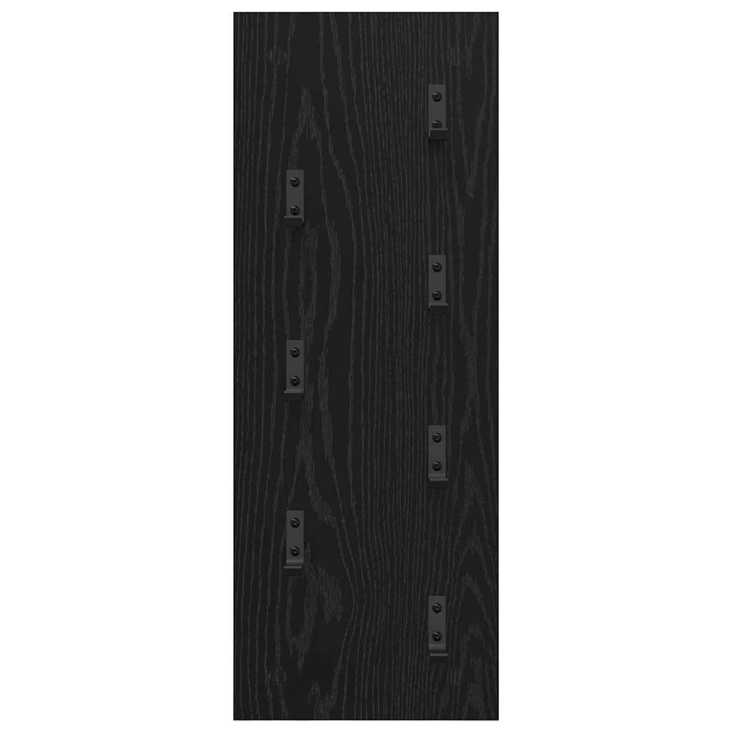 Wandgemonteerde kapstok met opslag Zwart Eiken 30 x 1,5 x 80 cm – afbeelding 5