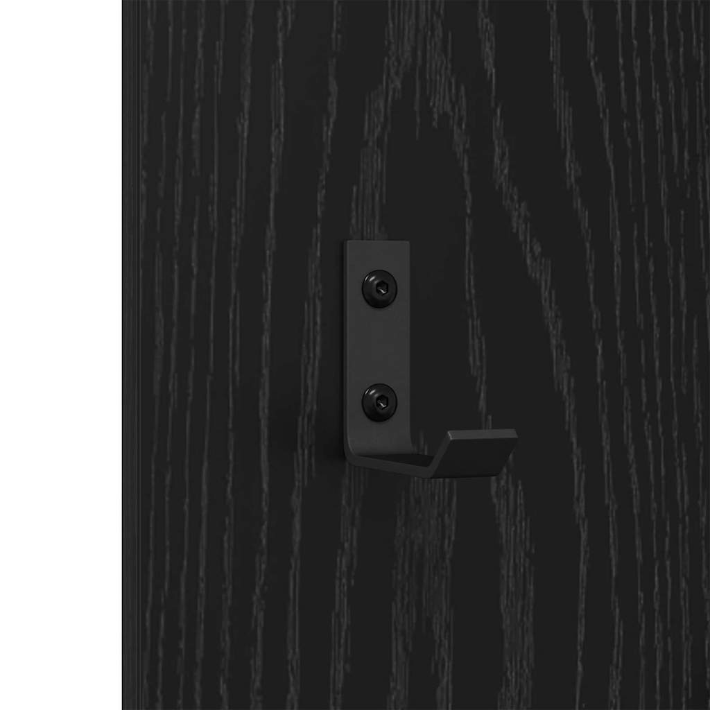 Wandgemonteerde kapstok met opslag Zwart Eiken 30 x 1,5 x 80 cm – afbeelding 8