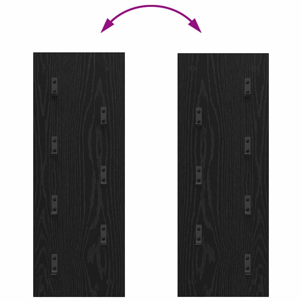 Wandgemonteerde kapstok met opslag Zwart Eiken 30 x 1,5 x 80 cm – afbeelding 9