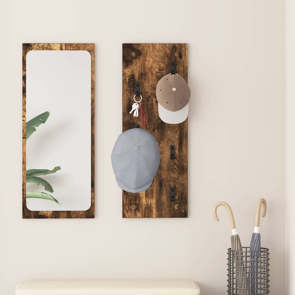 Wandgemonteerde kapstok Gerookt eiken 30 x 1,5 x 80 cm – afbeelding 1