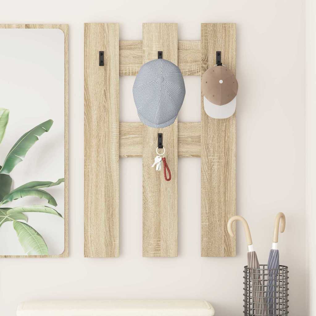 Wandgemonteerde kapstok met opslag Sonoma Eiken 65 x 3 x 100 cm – afbeelding 1