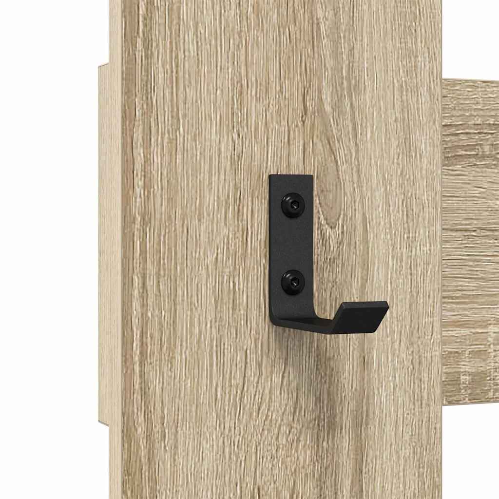 Wandgemonteerde kapstok met opslag Sonoma Eiken 65 x 3 x 100 cm – afbeelding 8