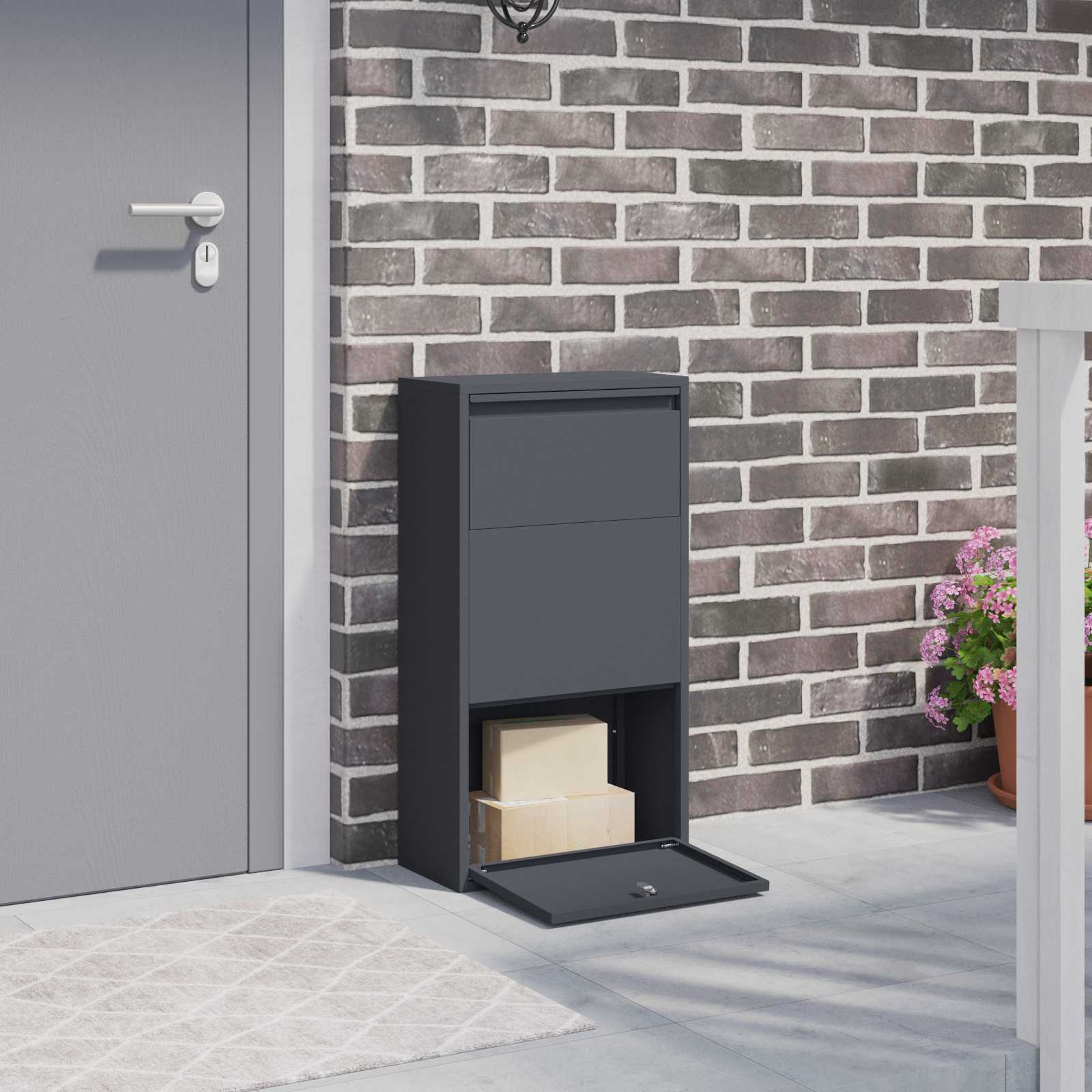 Pakket inwerp box met opslag Antraciet 44 x 22 x 82 cm Staal