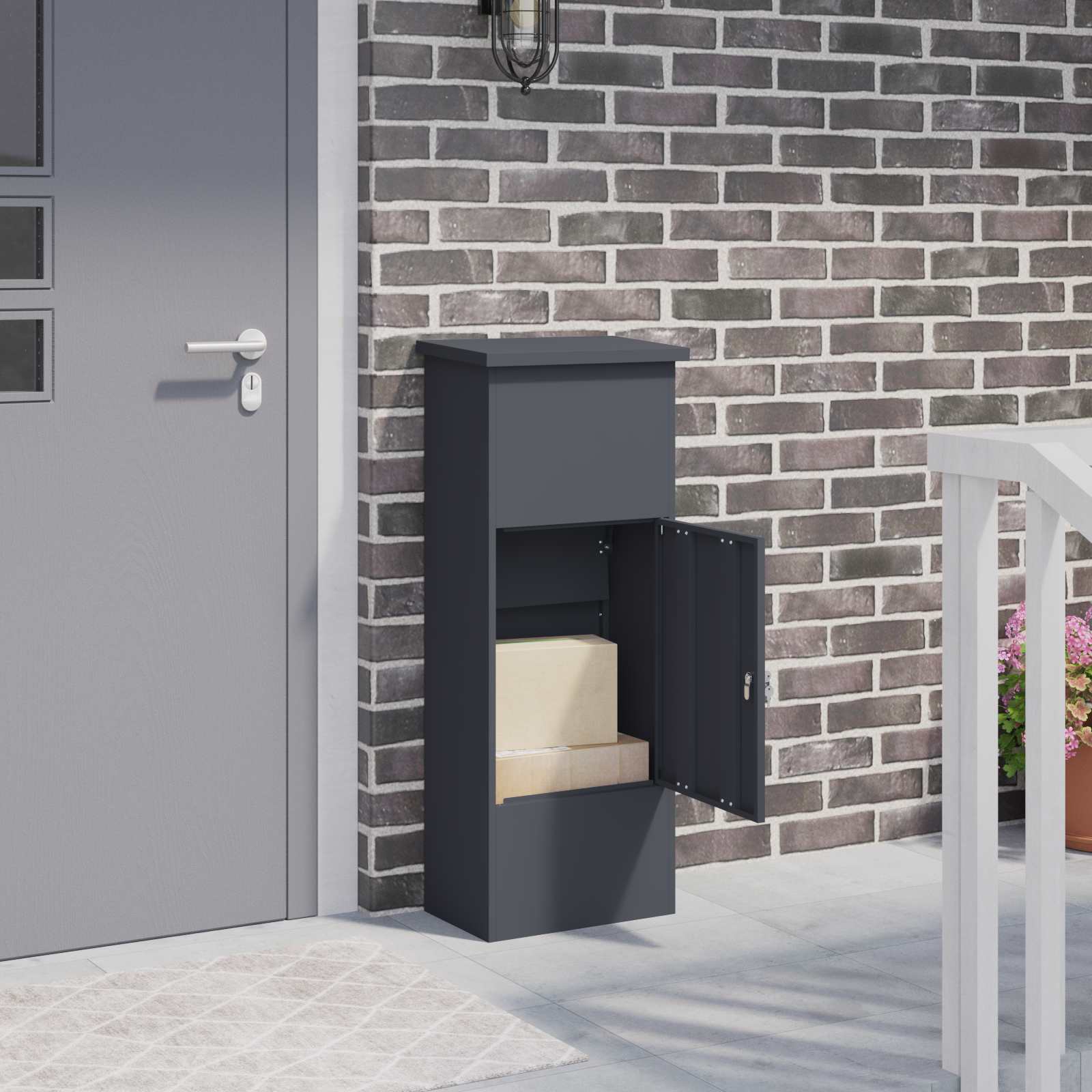 Pakket inwerp box met slot Antraciet 44,5 x 29 x 110,5 cm Staal