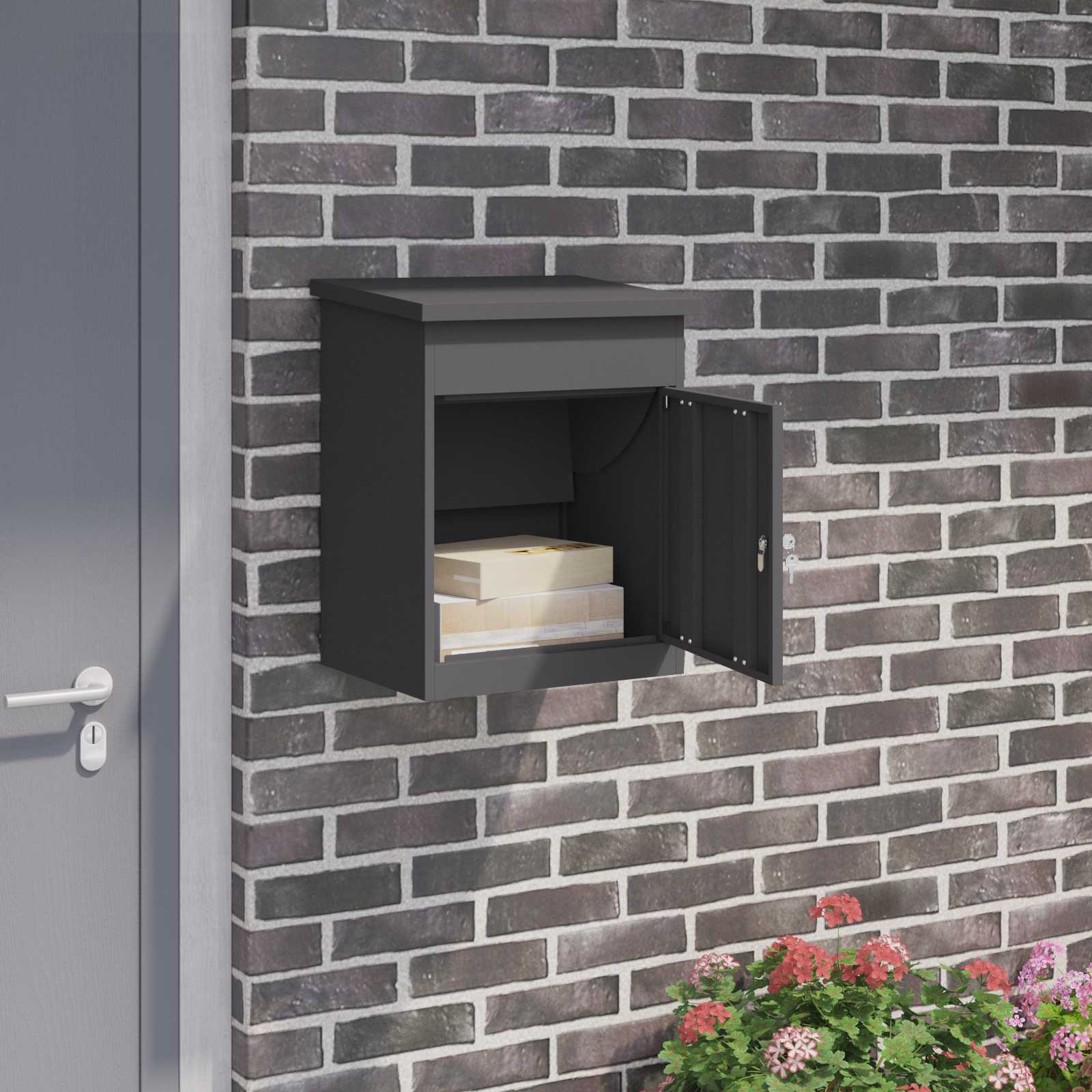 Pakket inwerp box met opslag Zwart 47,5 x 38 x 59 cm Staal – afbeelding 1