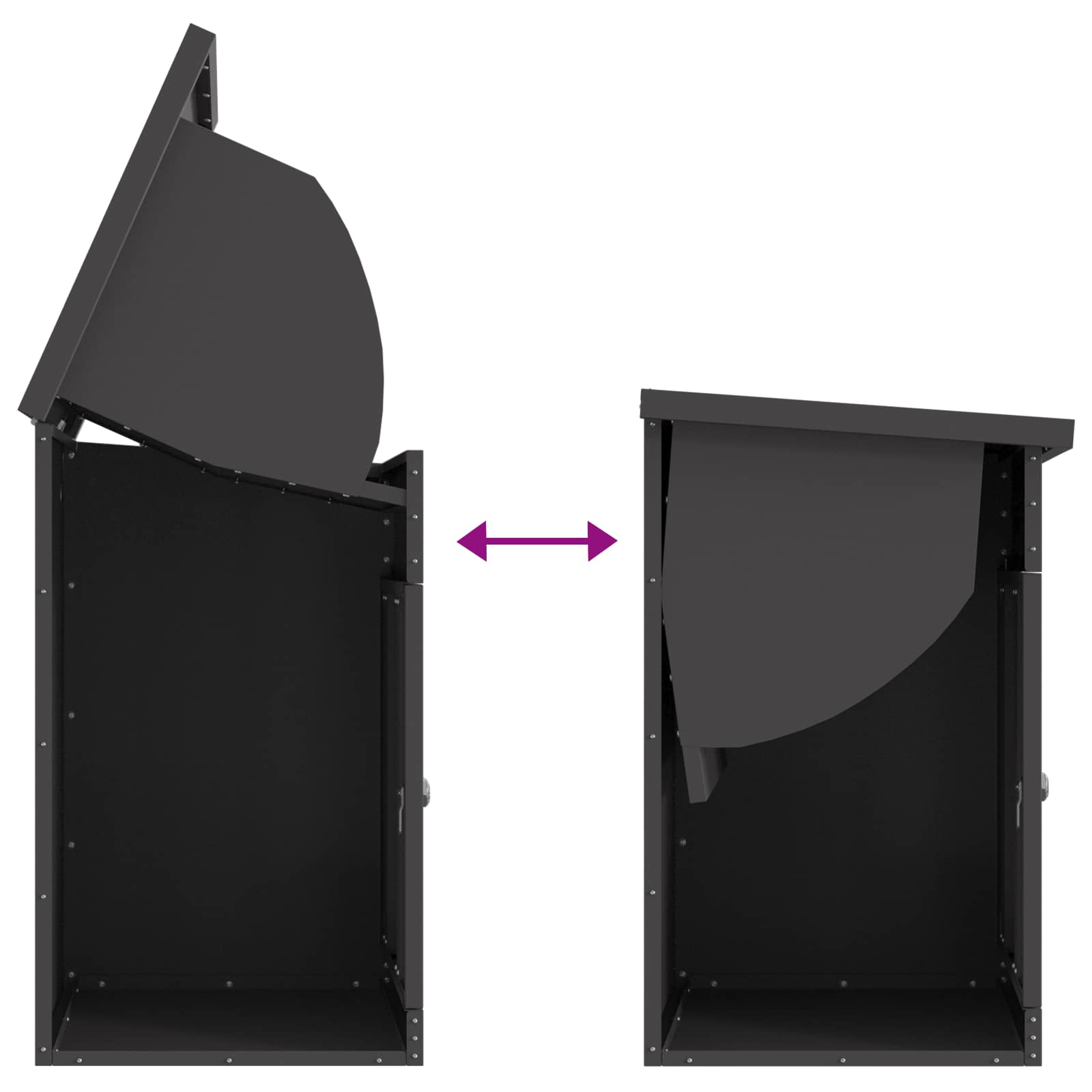 Pakket inwerp box met opslag Zwart 47,5 x 38 x 59 cm Staal – afbeelding 10