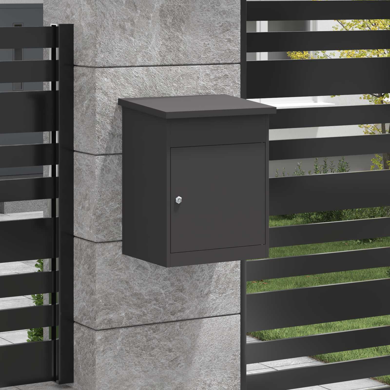 Pakket inwerp box met opslag Zwart 47,5 x 38 x 59 cm Staal – afbeelding 3