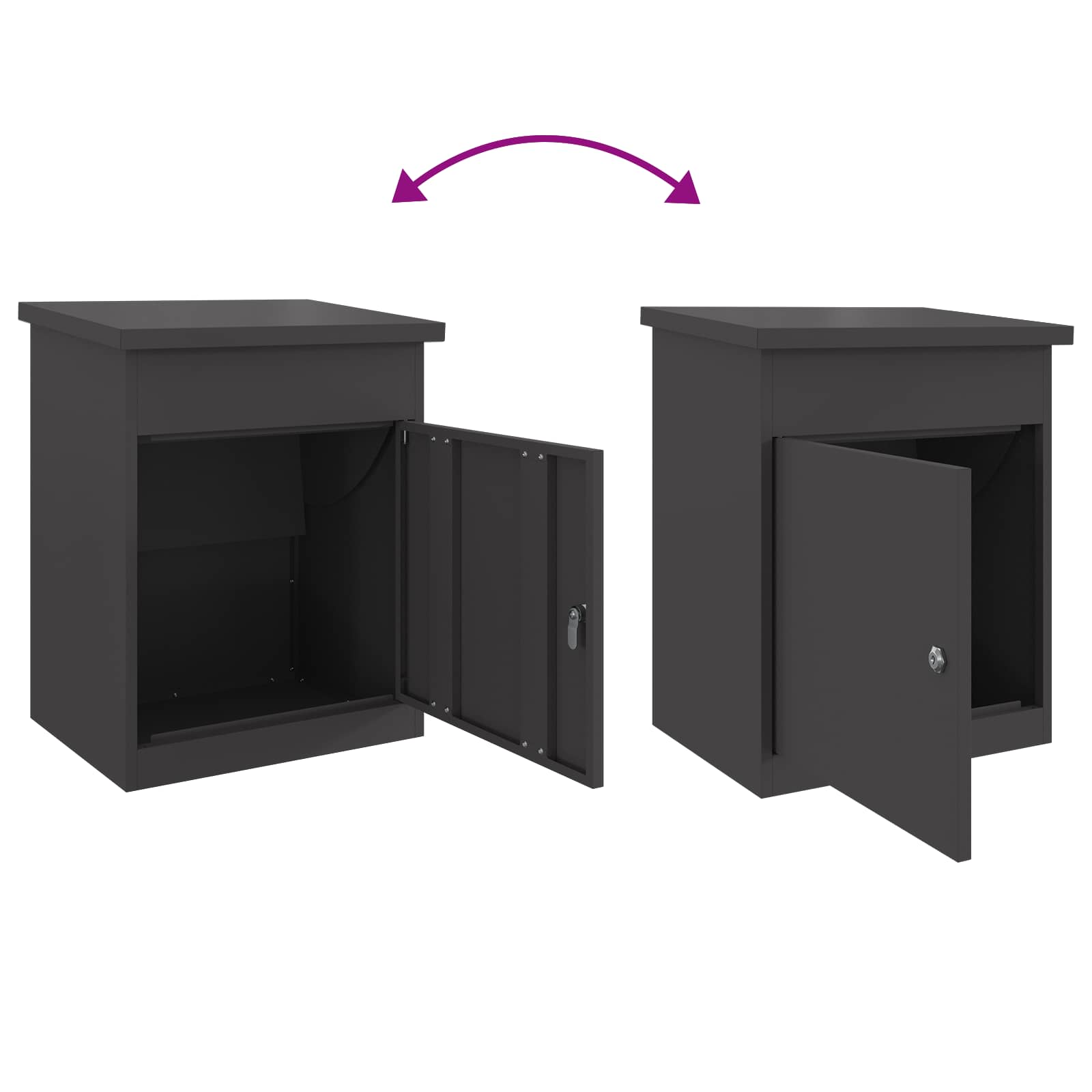 Pakket inwerp box met opslag Zwart 47,5 x 38 x 59 cm Staal – afbeelding 9