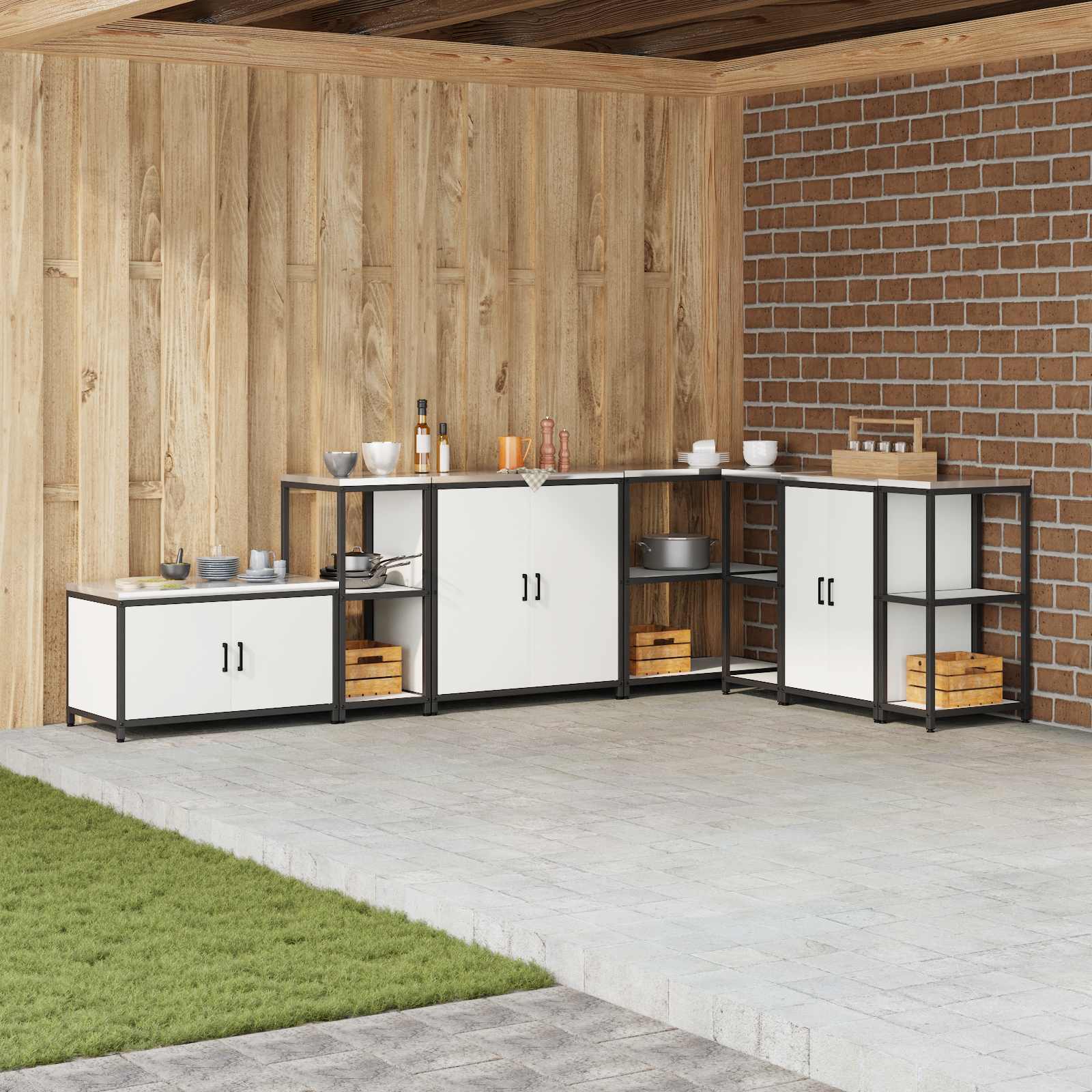 Keukenopslag met plank met opslag Wit 40 x 50 x 92 cm Staal