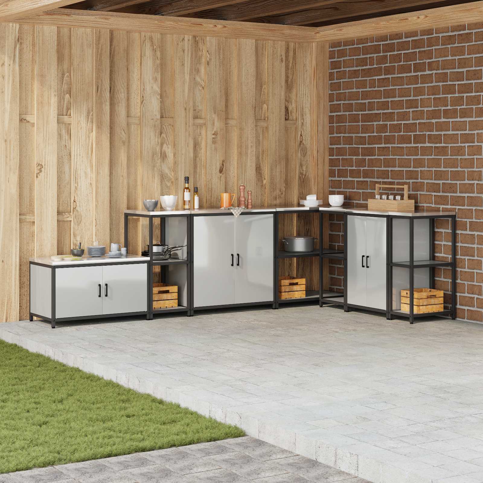 Keukenopslag met plank met opslag Zilver 40 x 50 x 92 cm Staal