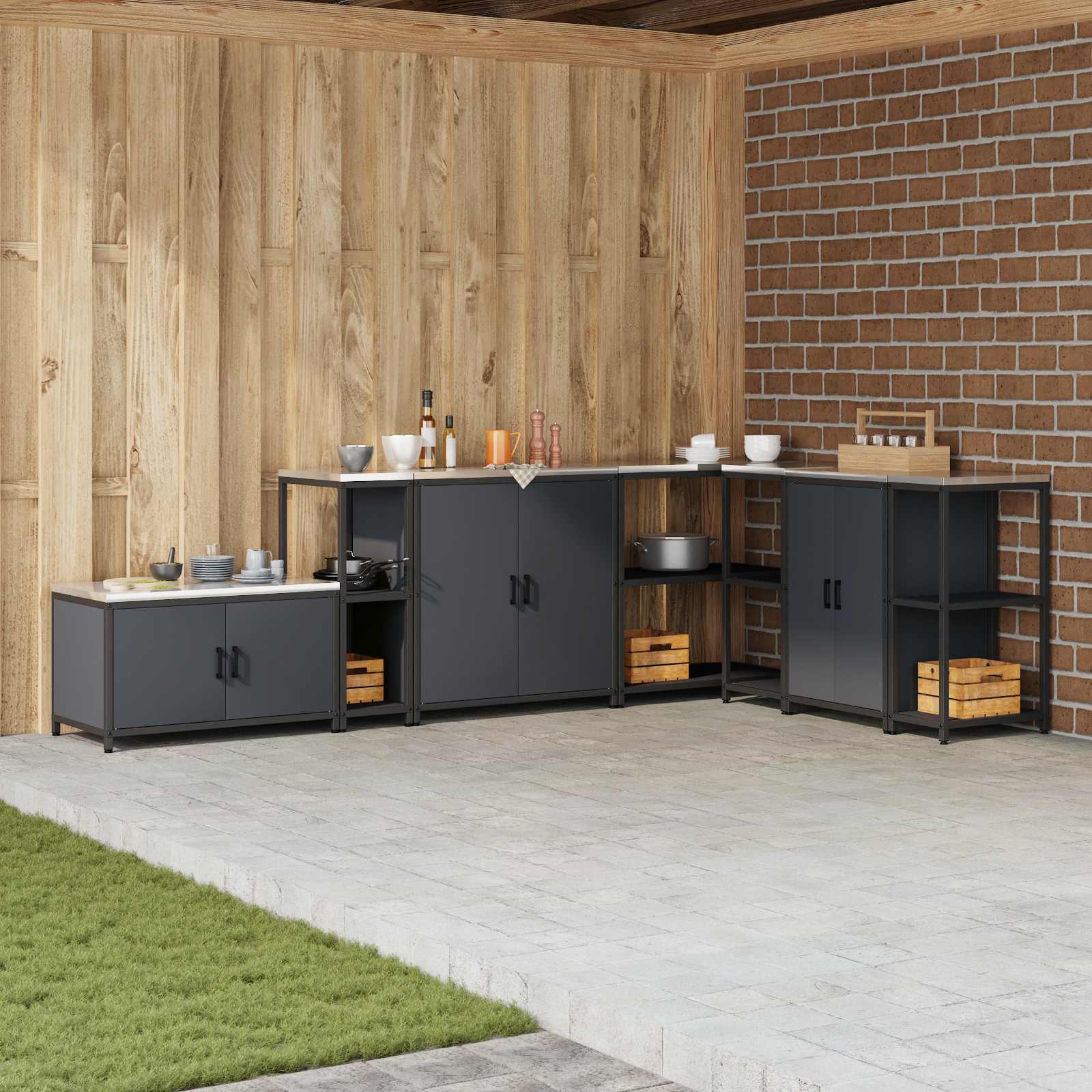 Keukenopslag met plank Antraciet 30 x 50 x 92 cm Staal – afbeelding 1
