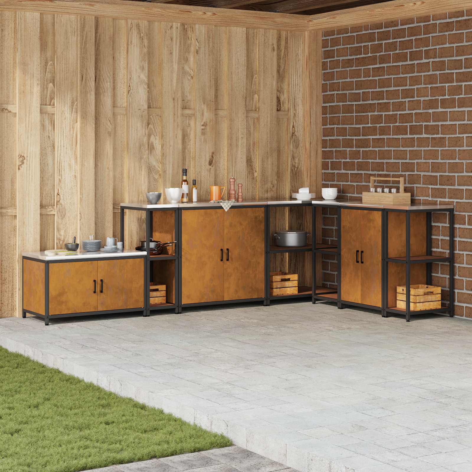 Keukenopslag met plank met opslag Roestig 30 x 50 x 92 cm Staal