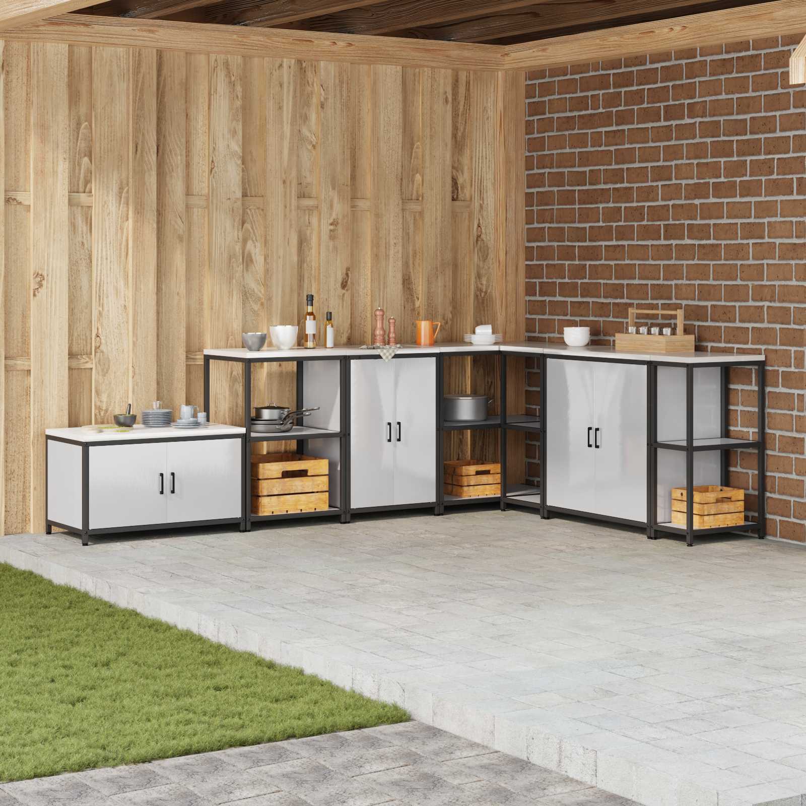 Keukenopslag met plank met opslag Zilver 60 x 50 x 92 cm Staal