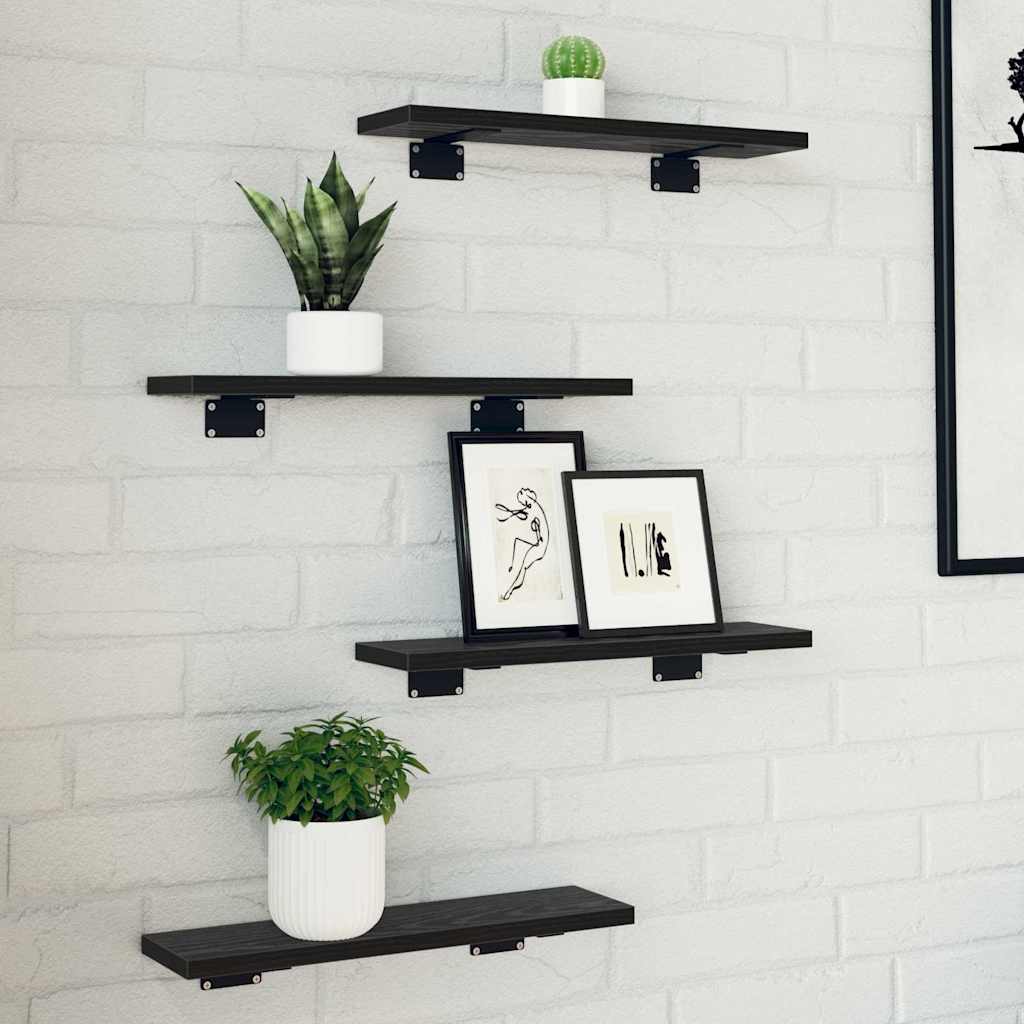 Boekenplank Bord 4 pcs Zwart 40 x 10 x 1,5 cm Bewerkt hout