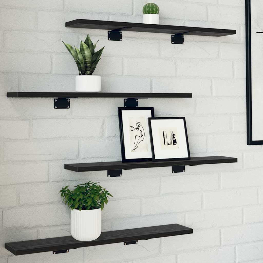Boekenplank Bord 4 pcs Zwart 60 x 10 x 1,5 cm Bewerkt hout
