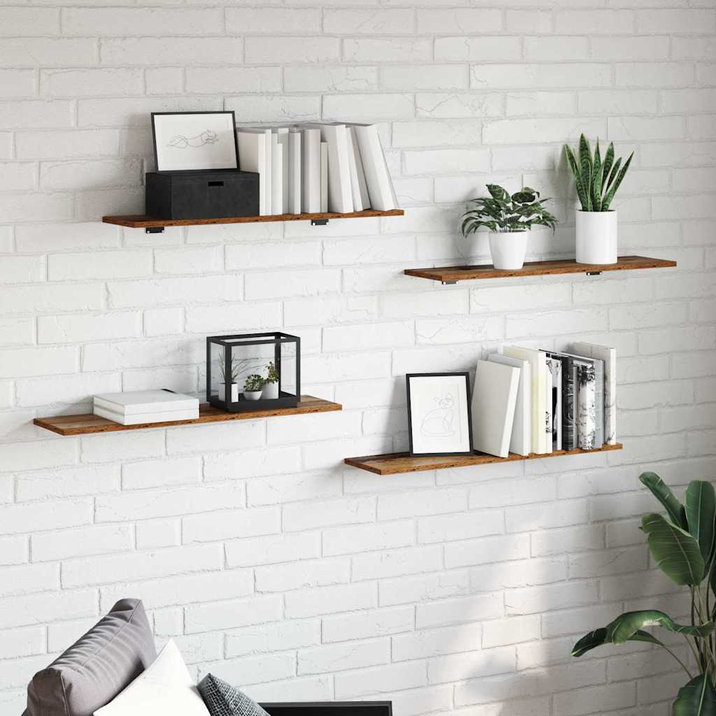 Boekenplank Bord 4 pcs Bruin 80 x 20 x 1,5 cm Bewerkt hout – afbeelding 1