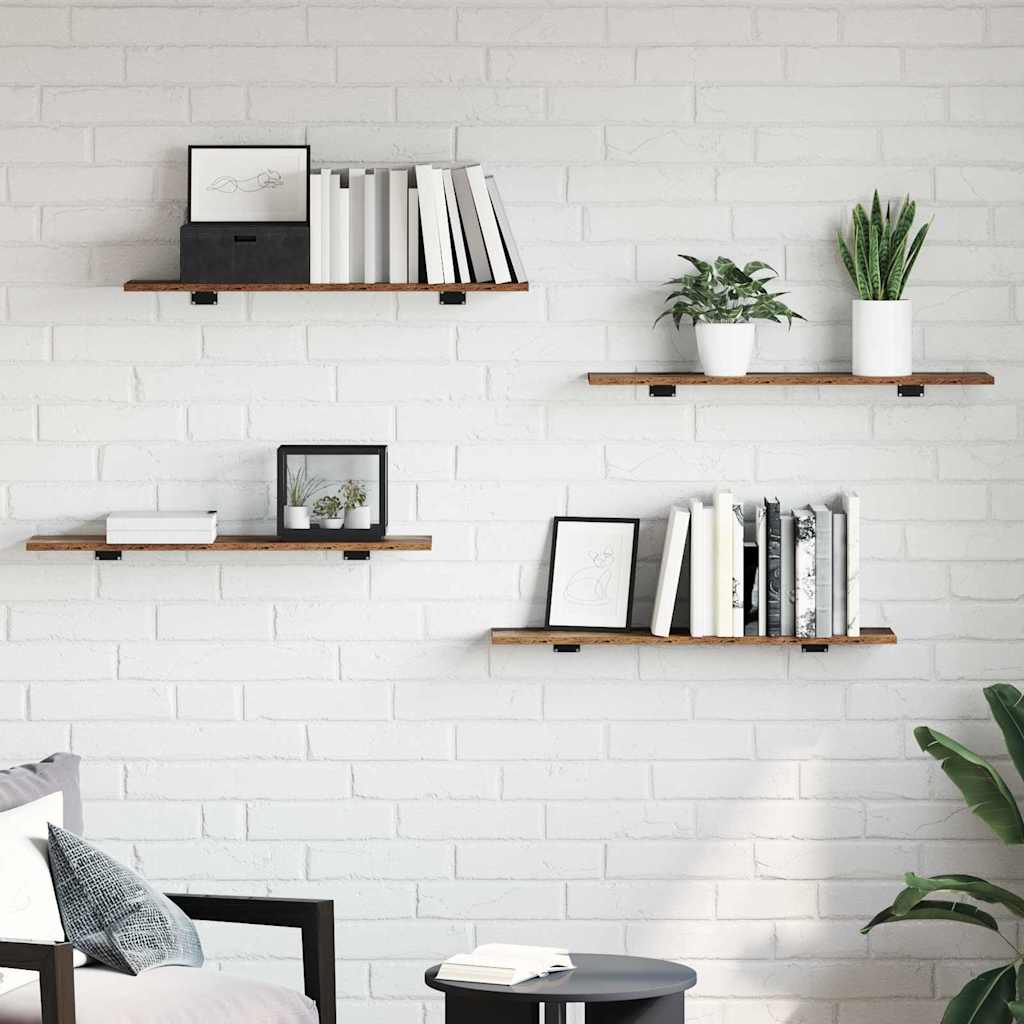 Boekenplank Bord 4 pcs Bruin 80 x 20 x 1,5 cm Bewerkt hout – afbeelding 3