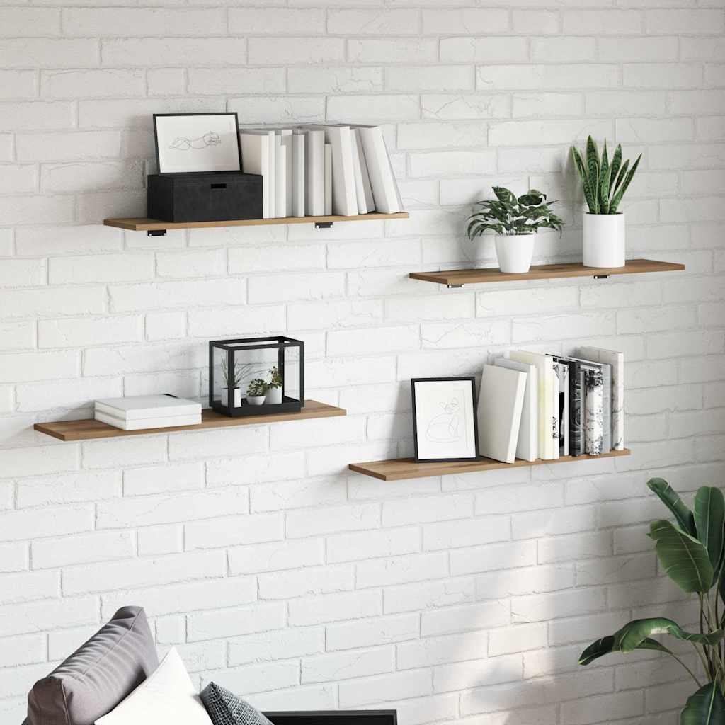Boekenplank Bord 4 pcs Bruin 80 x 20 x 1,5 cm Bewerkt hout – afbeelding 1