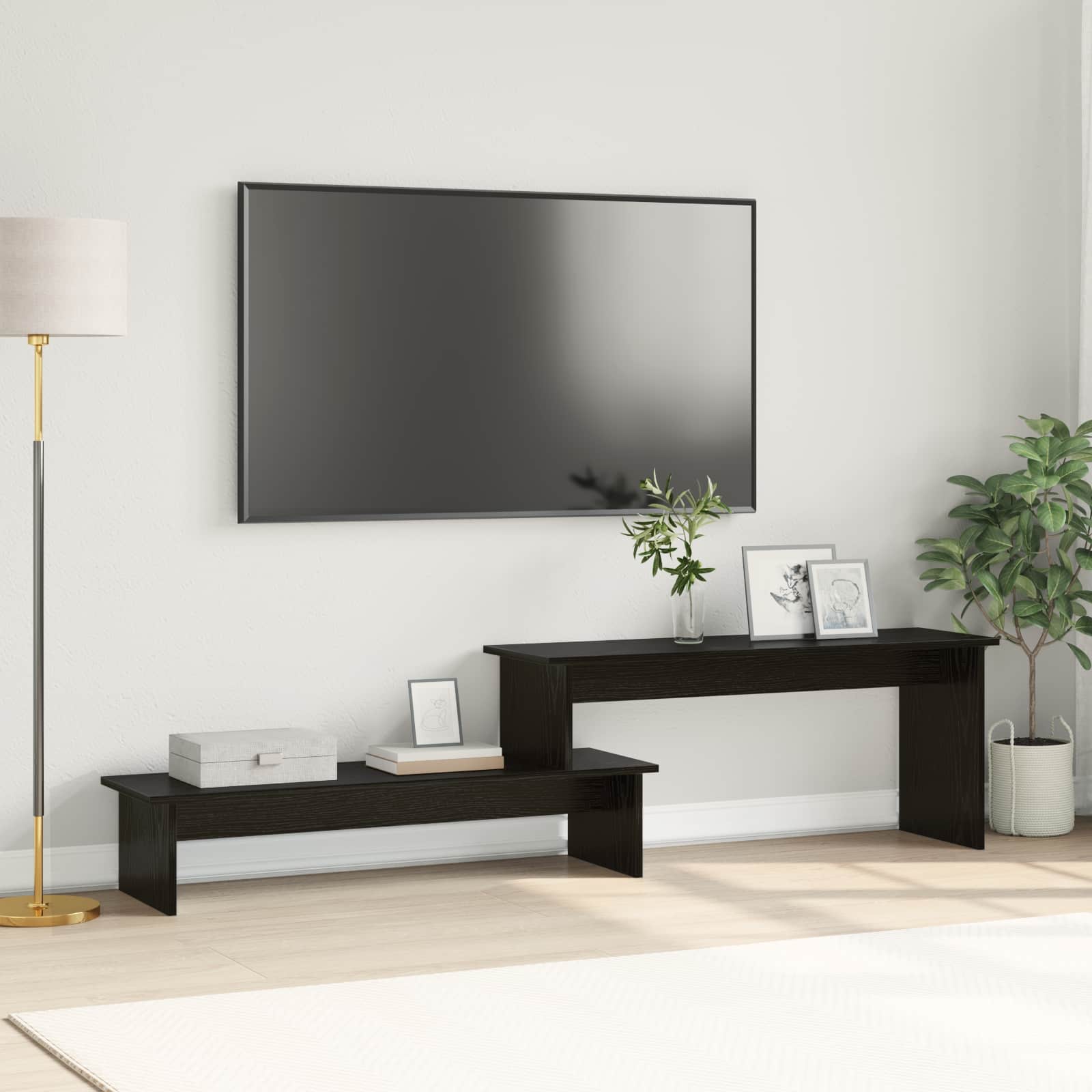 Tv-meubelset Zwart Eiken 180,5 x 30 x 43 cm Bewerkt hout
