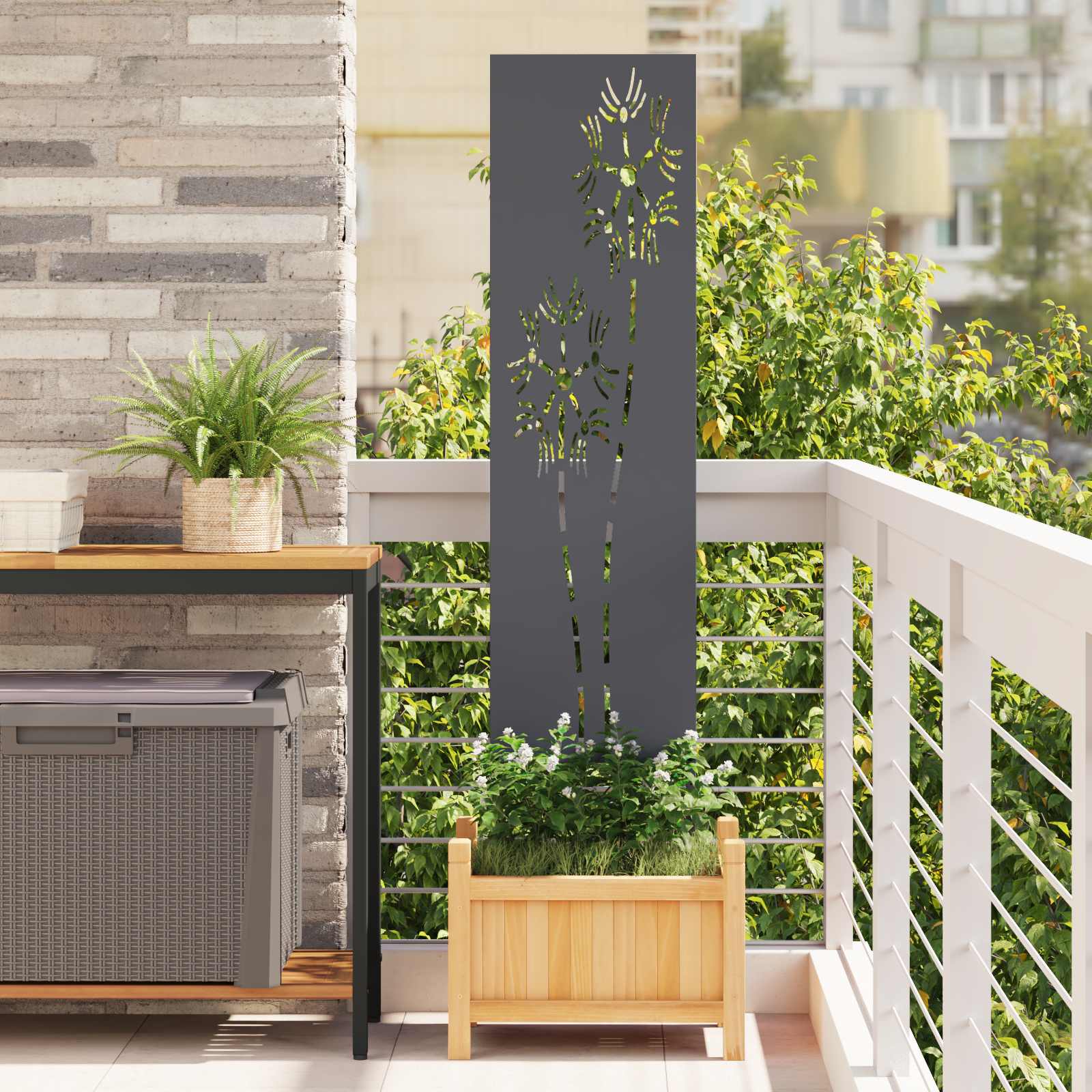 Tuin Privacy Screen Antraciet 32 x 140 cm Koudgewalst staal – afbeelding 1
