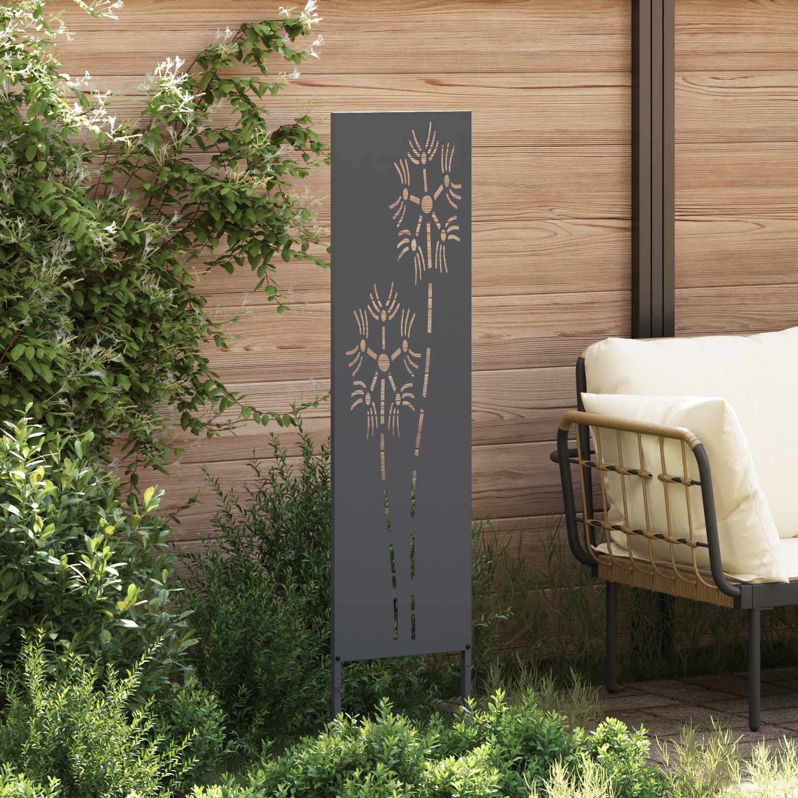 Tuin Privacy Screen Antraciet 32 x 140 cm Koudgewalst staal – afbeelding 3