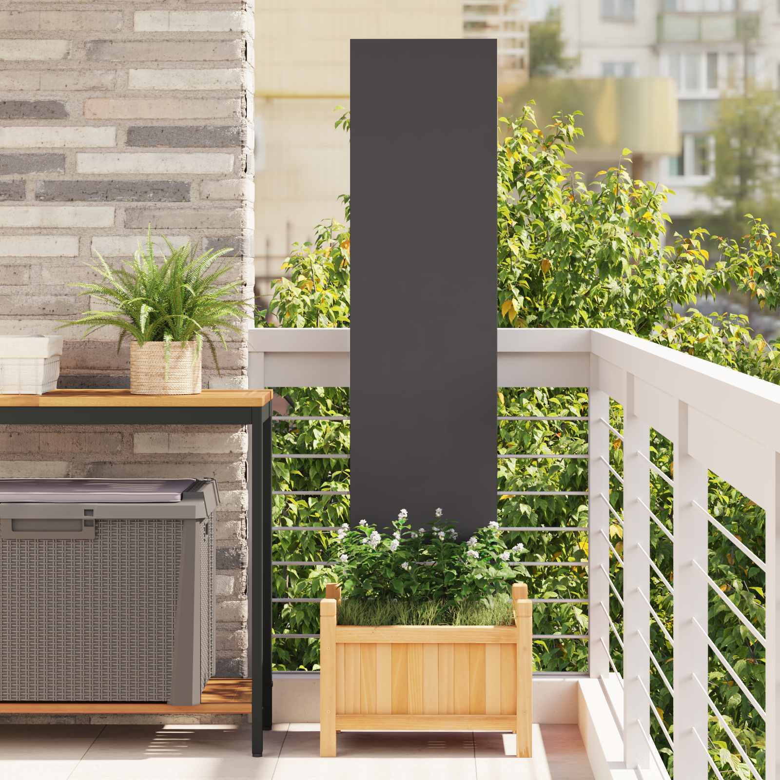 Tuin Privacy Screen Zwart 32 x 140 cm Koudgewalst staal – afbeelding 1