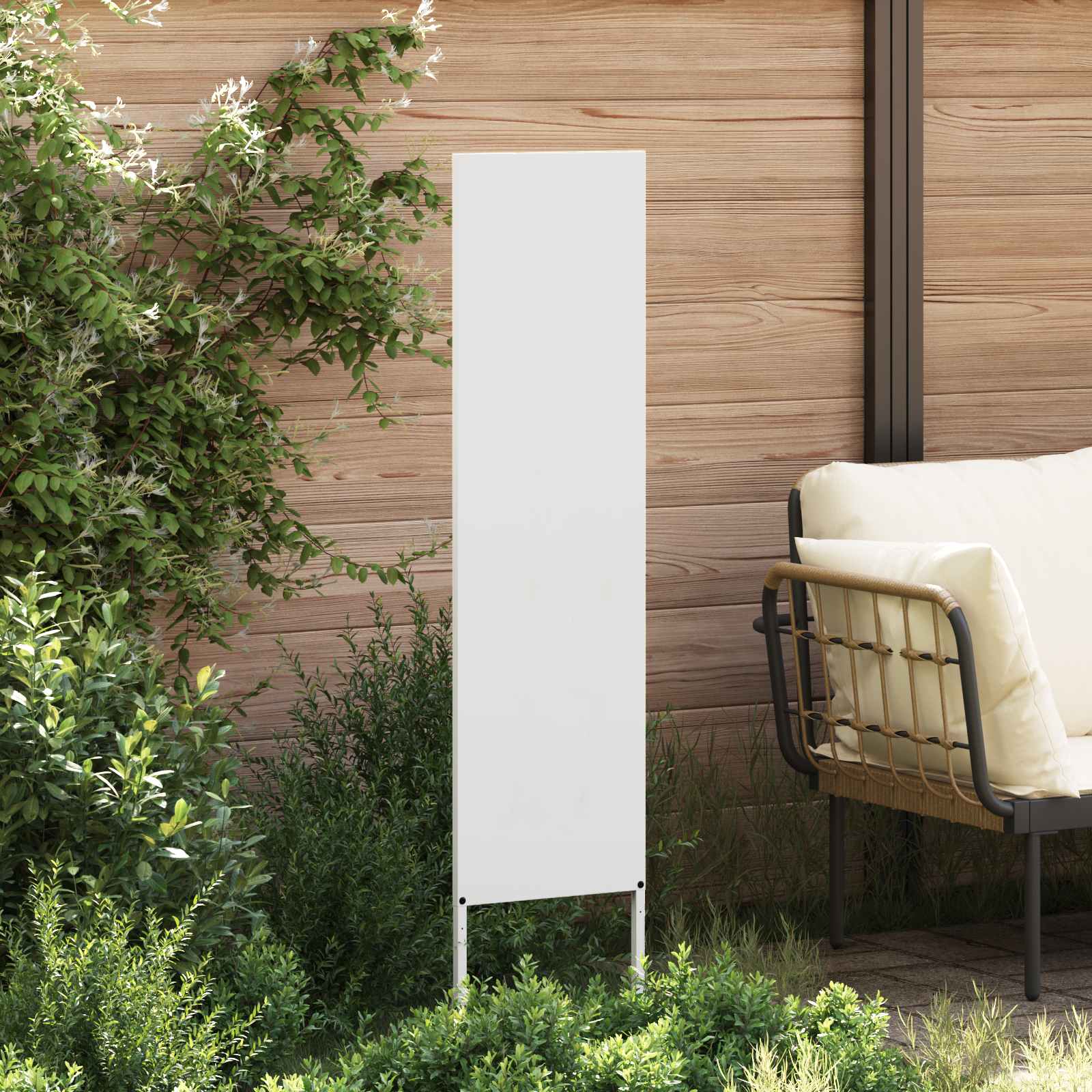 Tuin Privacy Screen Fretwerk Wit 32 x 140 cm Koudgewalst staal – afbeelding 3
