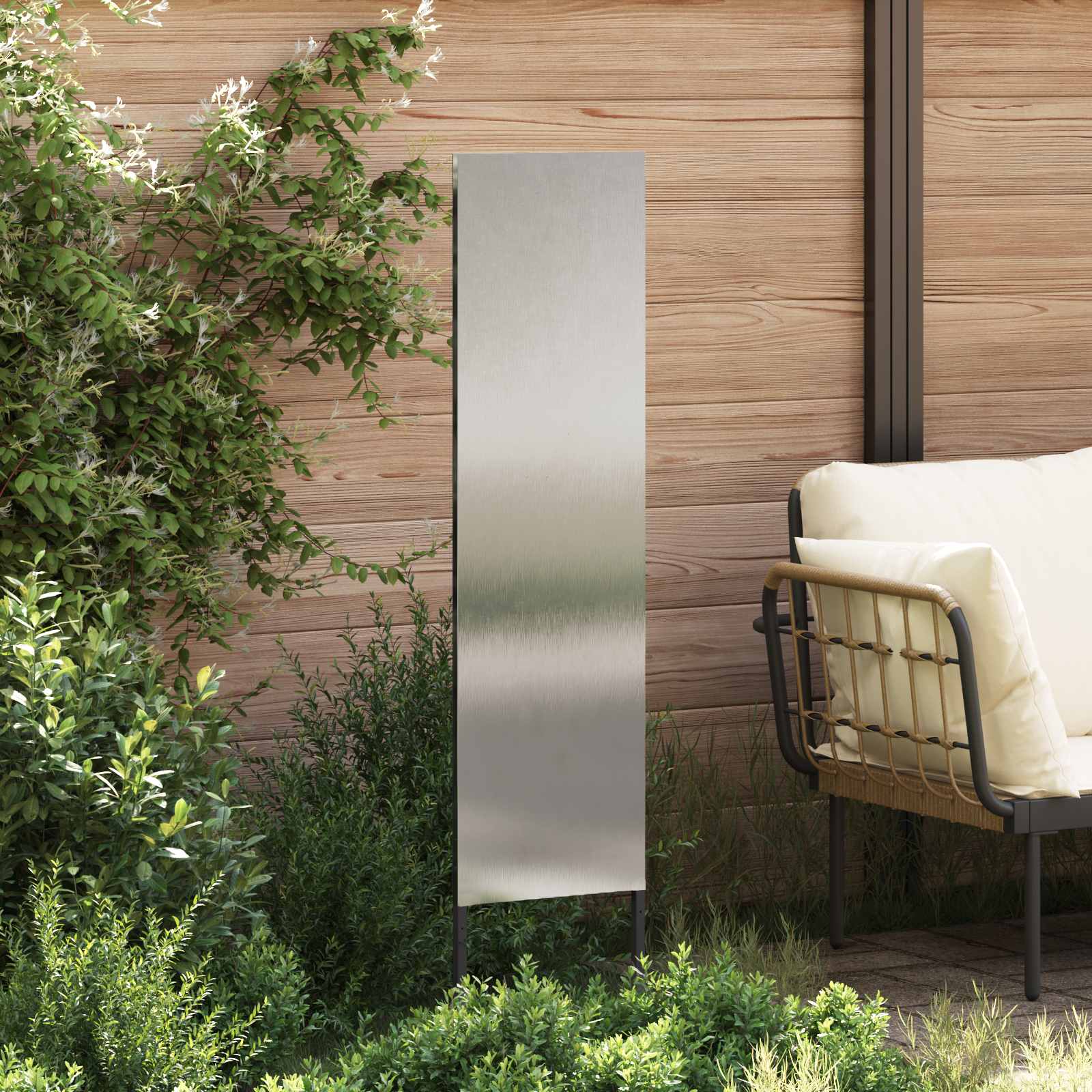 Tuin Privacy Screen Fretwerk Zilver 32 x 140 cm Roestvrij staal – afbeelding 3