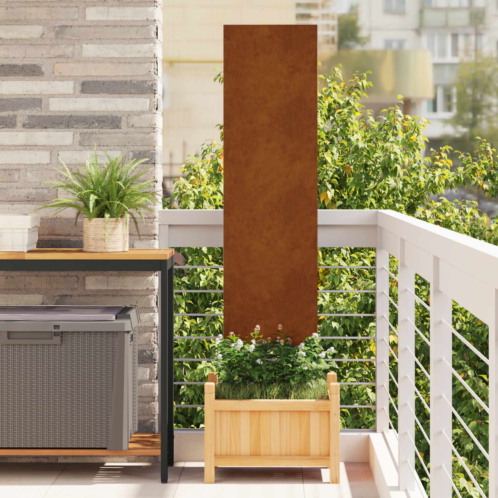 Tuin Privacy Screen Fretwerk Roestig 32 x 140 cm Cortenstaal