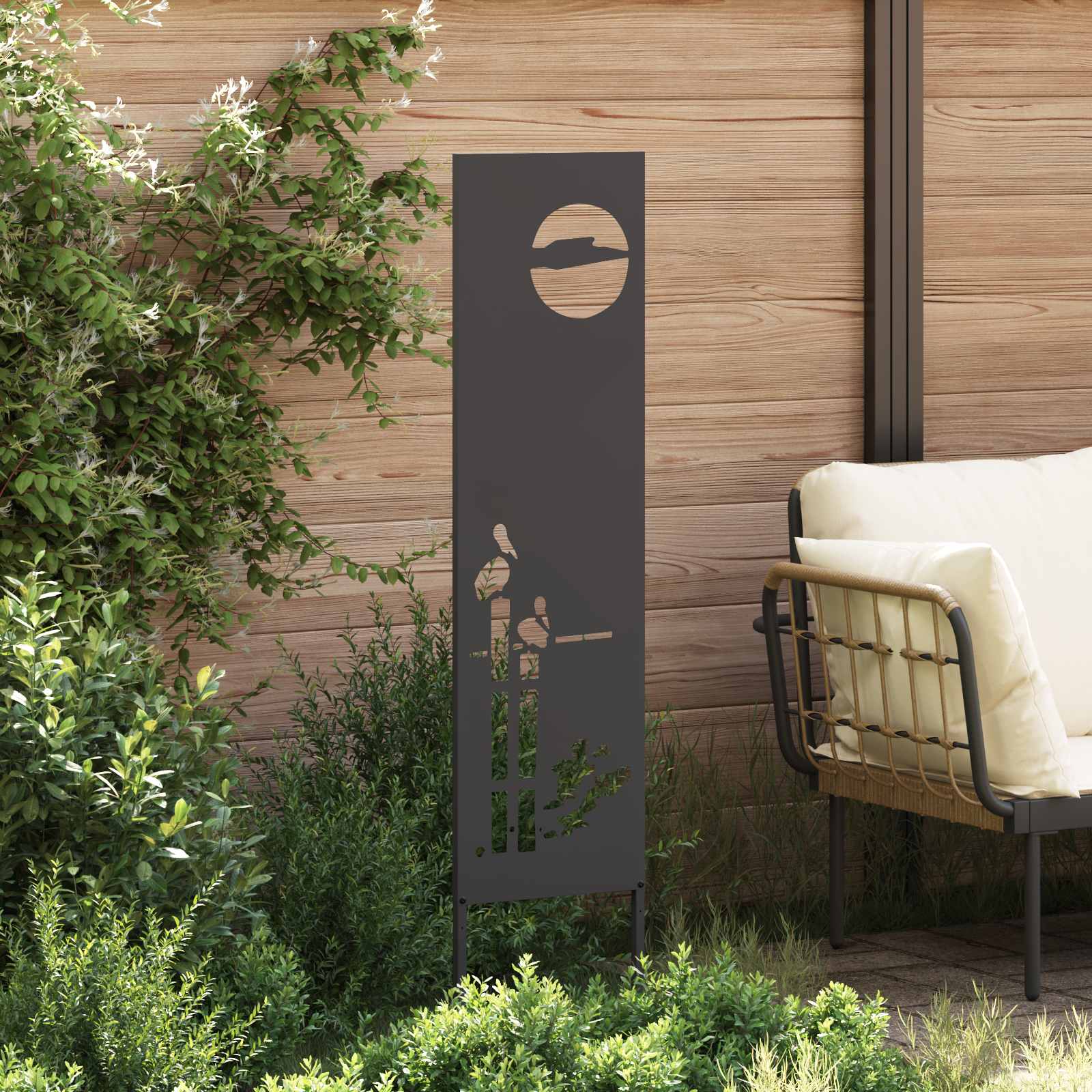 Tuin Privacy Screen Zwart 32 x 140 cm Koudgewalst staal – afbeelding 3