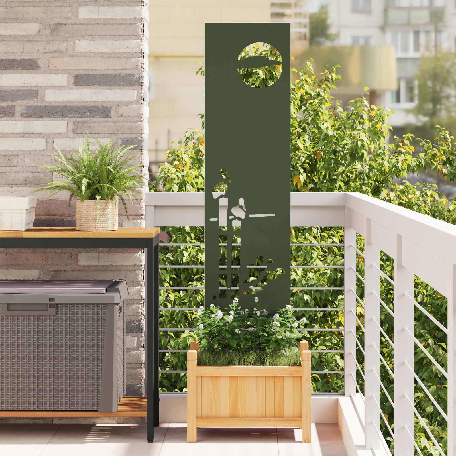 Tuin Privacy Screen Olijfgroen 32 x 140 cm Koudgewalst staal – afbeelding 1