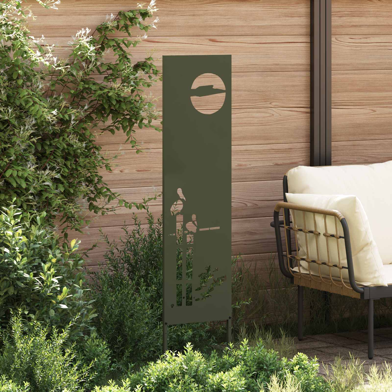 Tuin Privacy Screen Olijfgroen 32 x 140 cm Koudgewalst staal – afbeelding 3