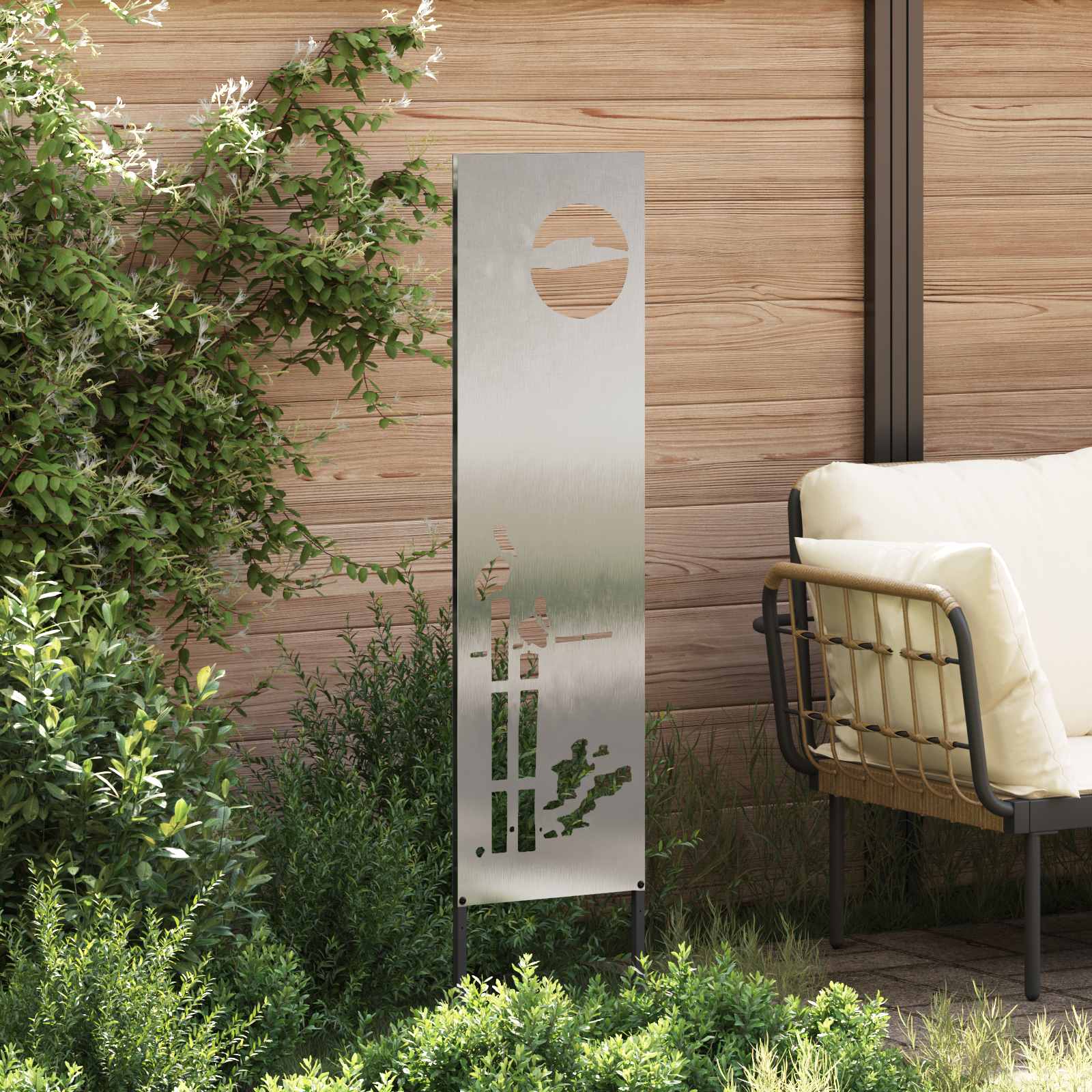 Tuin Privacy Screen Fretwerk Zilver 32 x 140 cm Roestvrij staal – afbeelding 3