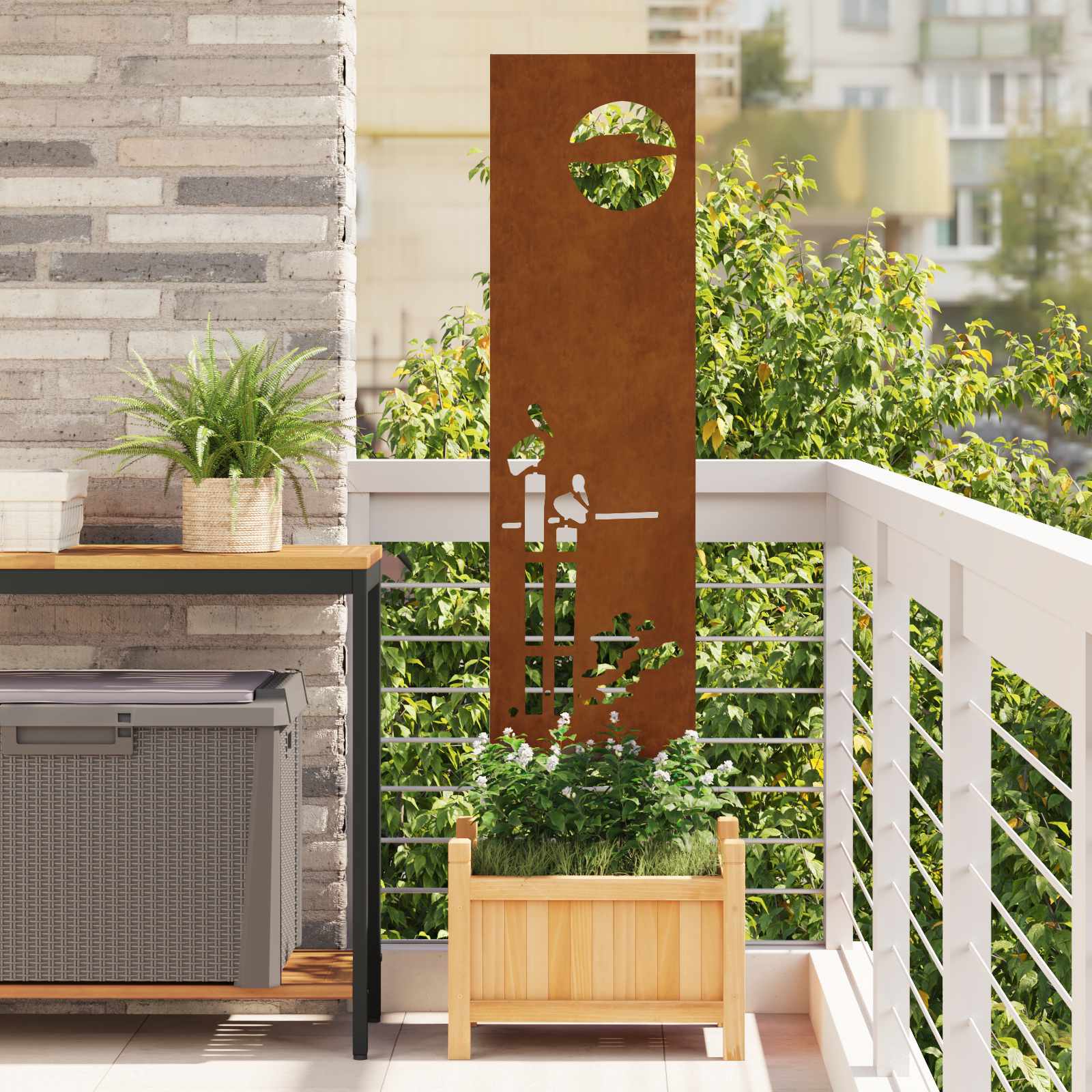 Tuin Privacy Screen Fretwerk Roestig 32 x 140 cm Cortenstaal