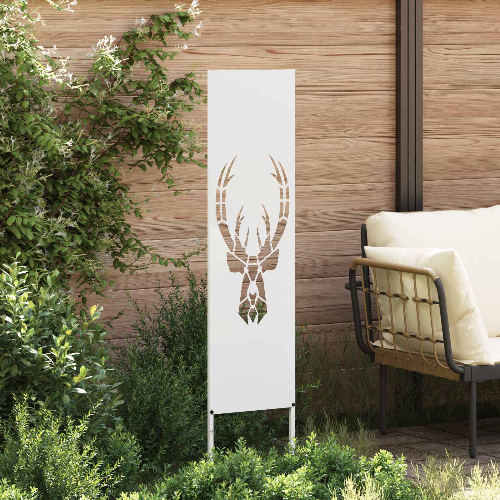 Tuin Privacy Screen Wit 32 x 140 cm Koudgewalst staal – afbeelding 3