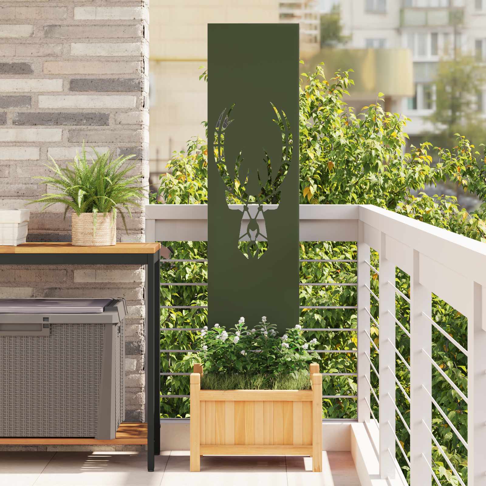 Tuin Privacy Screen Olijfgroen 32 x 140 cm Koudgewalst staal – afbeelding 1