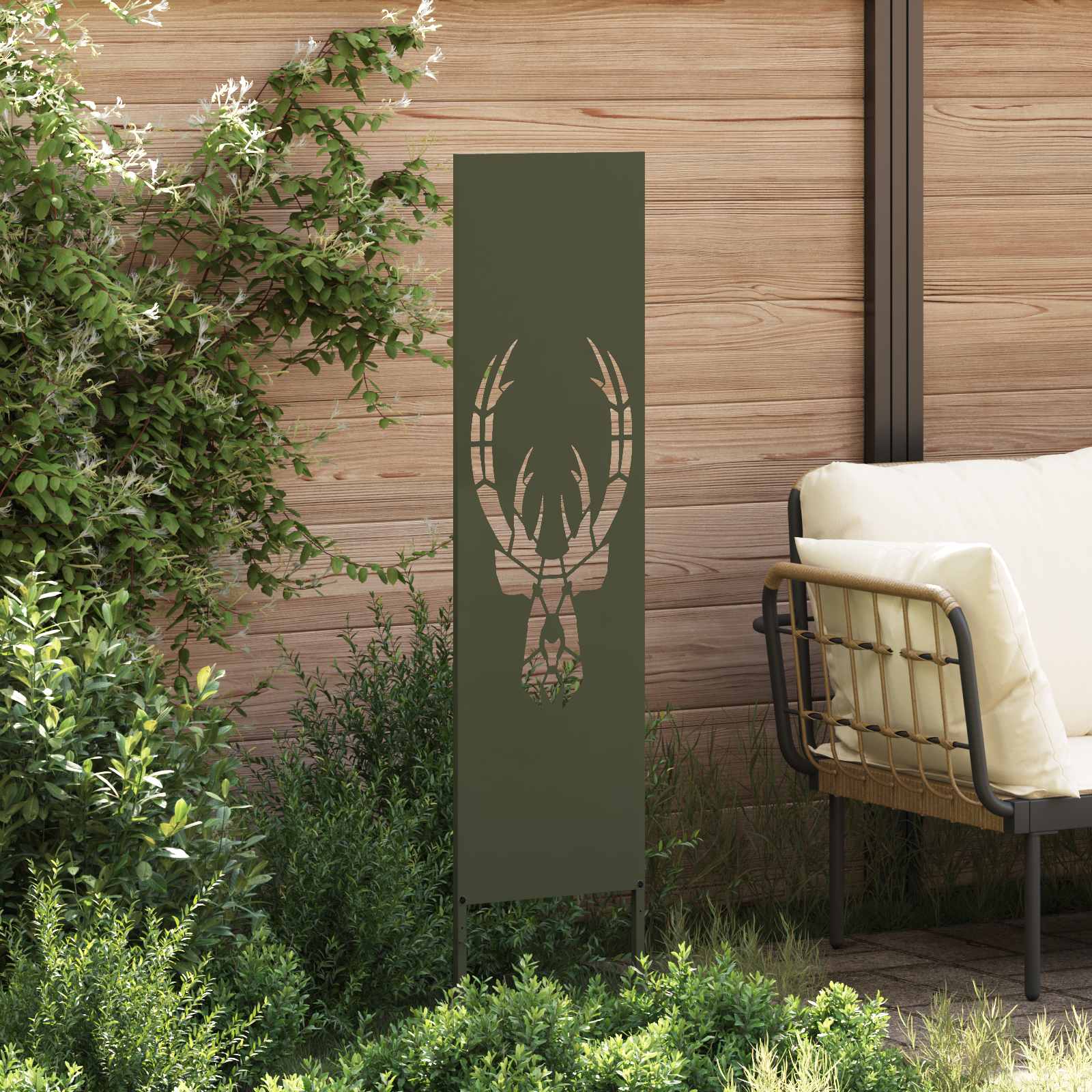 Tuin Privacy Screen Olijfgroen 32 x 140 cm Koudgewalst staal – afbeelding 3
