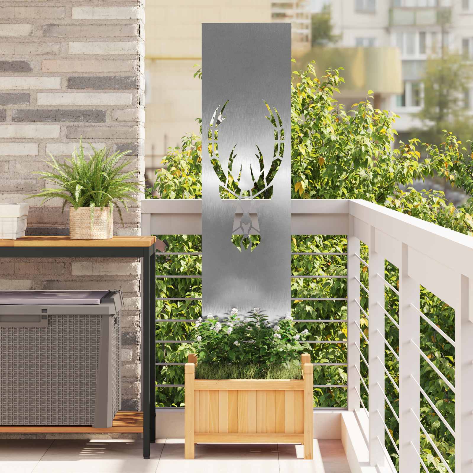 Tuin Privacy Screen Zilver 32 x 140 cm Roestvrij staal – afbeelding 1