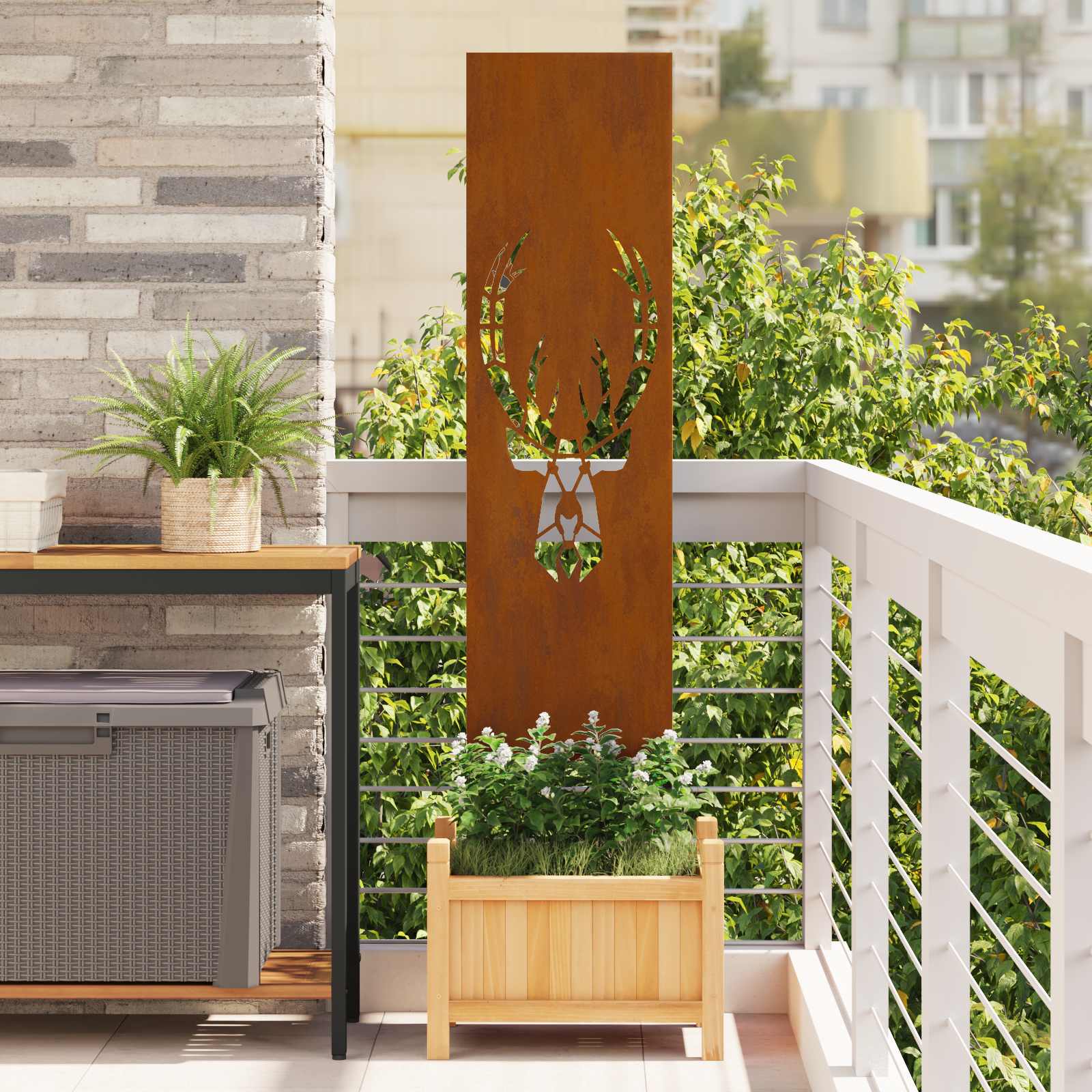 Tuin Privacy Screen Dierenprint Roestig 32 x 140 cm Cortenstaal