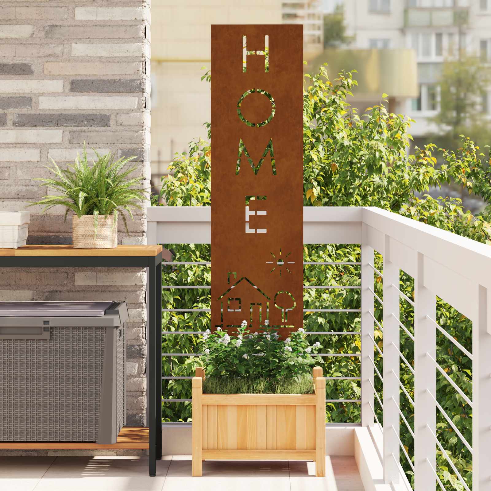 Tuin Privacy Screen Fretwerk Roestig 32 x 140 cm Cortenstaal