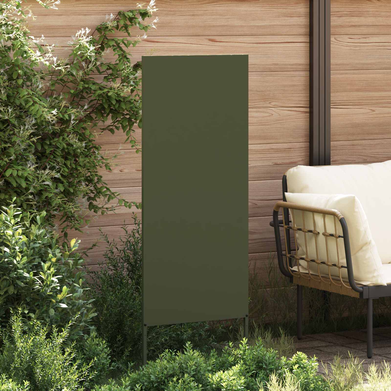 Tuin Privacy Screen Olijfgroen 50 x 140 cm Koudgewalst staal – afbeelding 3
