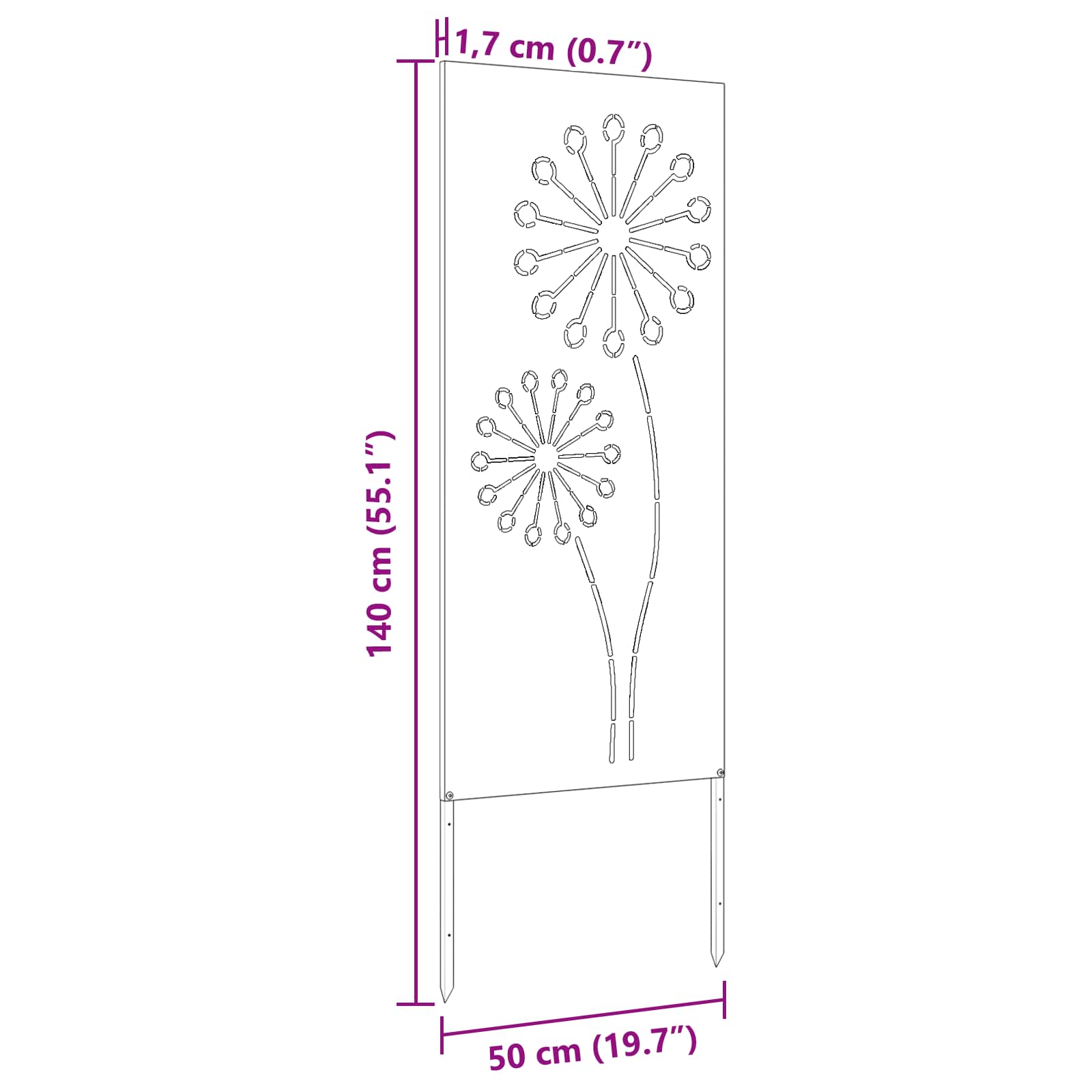 Tuin Privacy Screen Fretwerk Wit 50 x 140 cm Koudgewalst staal – afbeelding 10