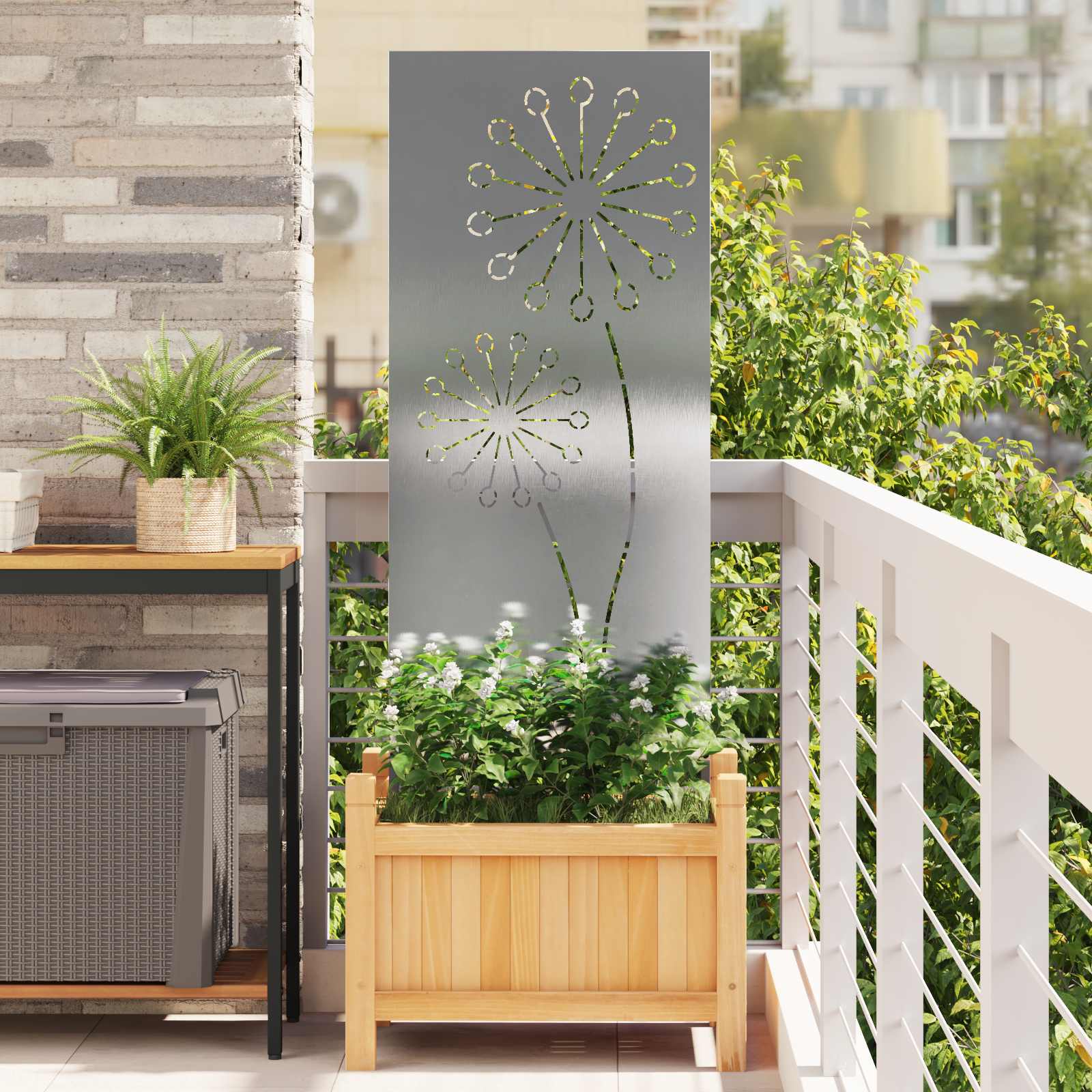 Tuin Privacy Screen Fretwerk Zilver 50 x 140 cm Roestvrij staal – afbeelding 1