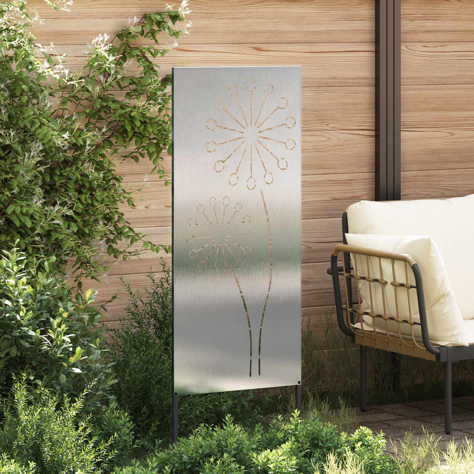 Tuin Privacy Screen Fretwerk Zilver 50 x 140 cm Roestvrij staal – afbeelding 3