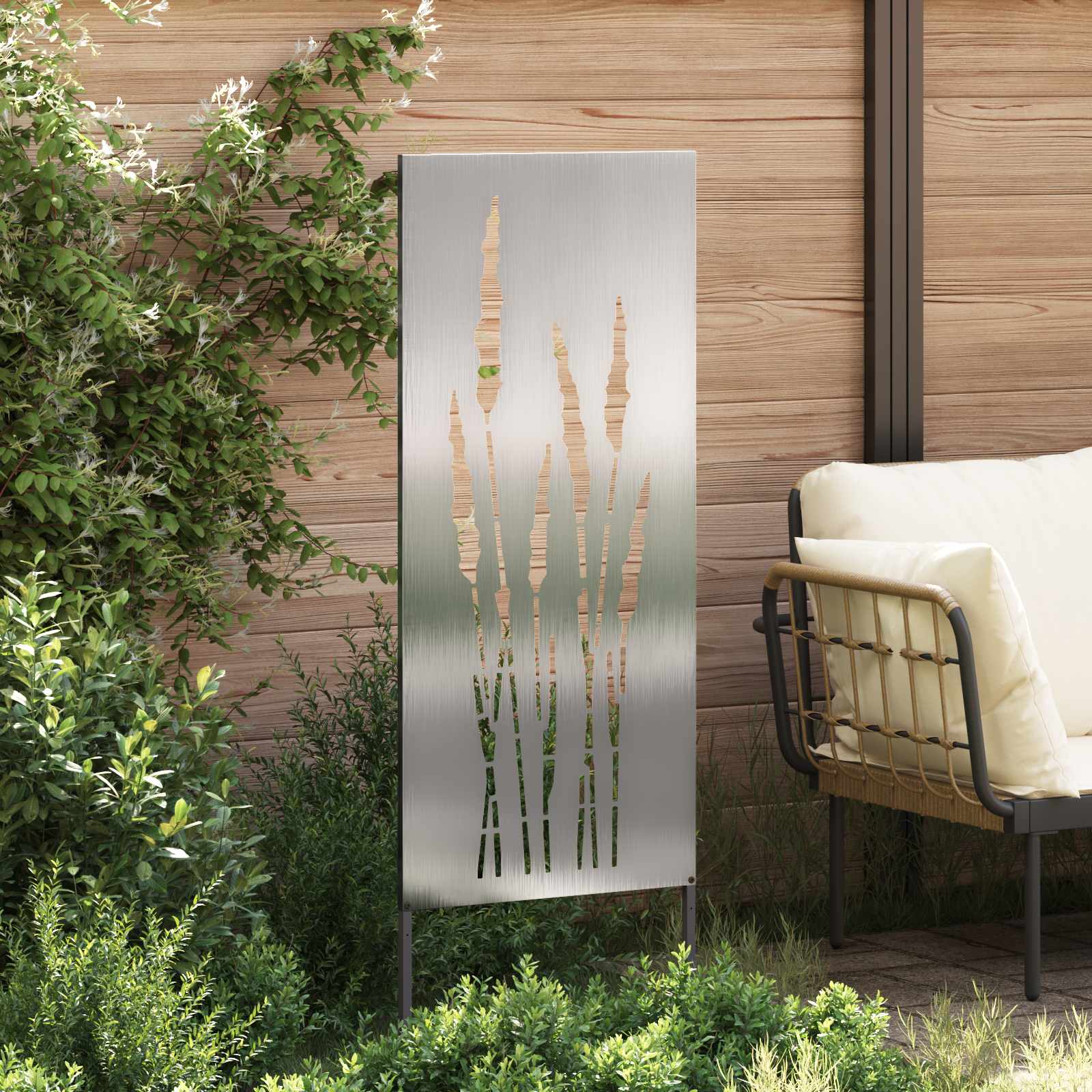 Tuin Privacy Screen Bloemen Zilver 50 x 140 cm Roestvrij staal – afbeelding 3