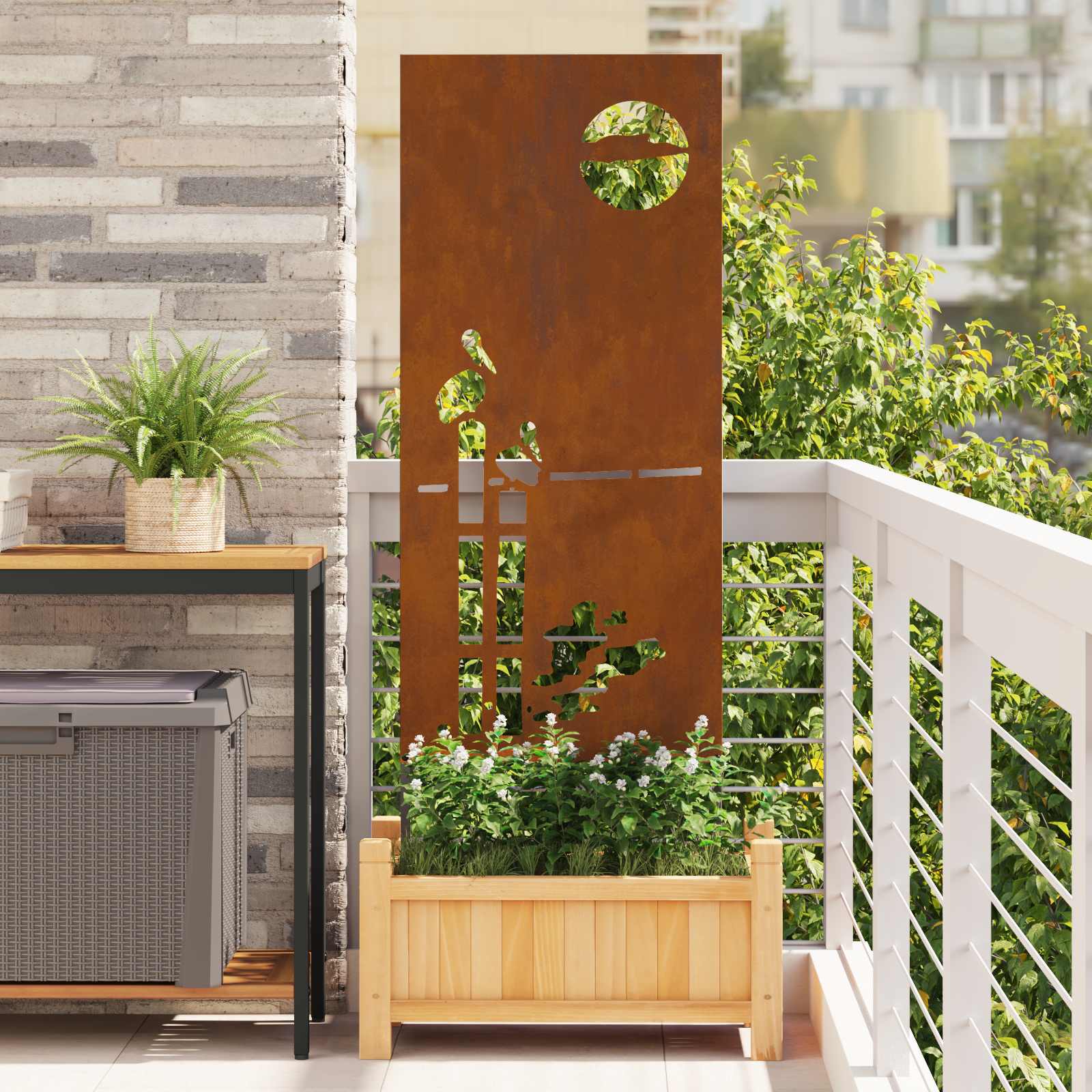 Tuin Privacy Screen Fretwerk Roestig 50 x 140 cm Cortenstaal