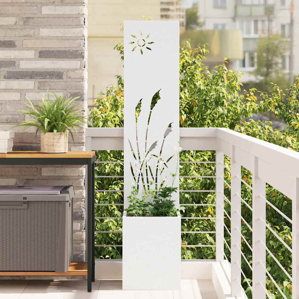 Tuin Privacy Screen Fretwerk Wit 32 x 150 cm Koudgewalst staal