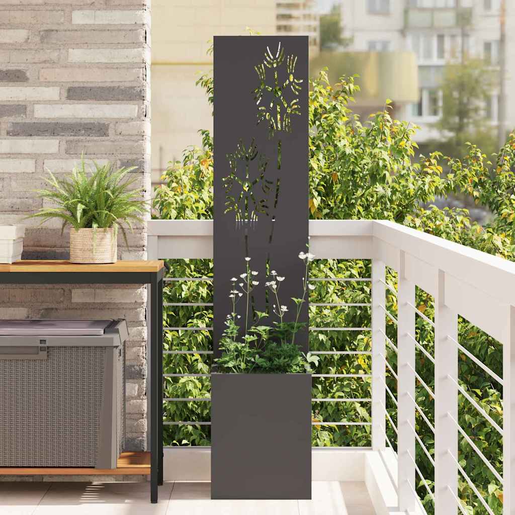 Tuin Privacy Screen Bloemen Zwart 32 x 150 cm Koudgewalst staal