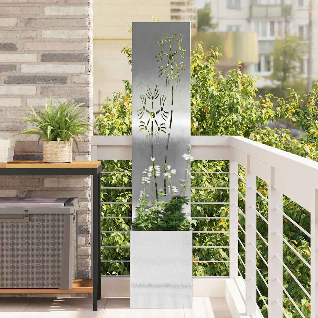 Tuin Privacy Screen Bloemen Zilver 32 x 150 cm Roestvrij staal